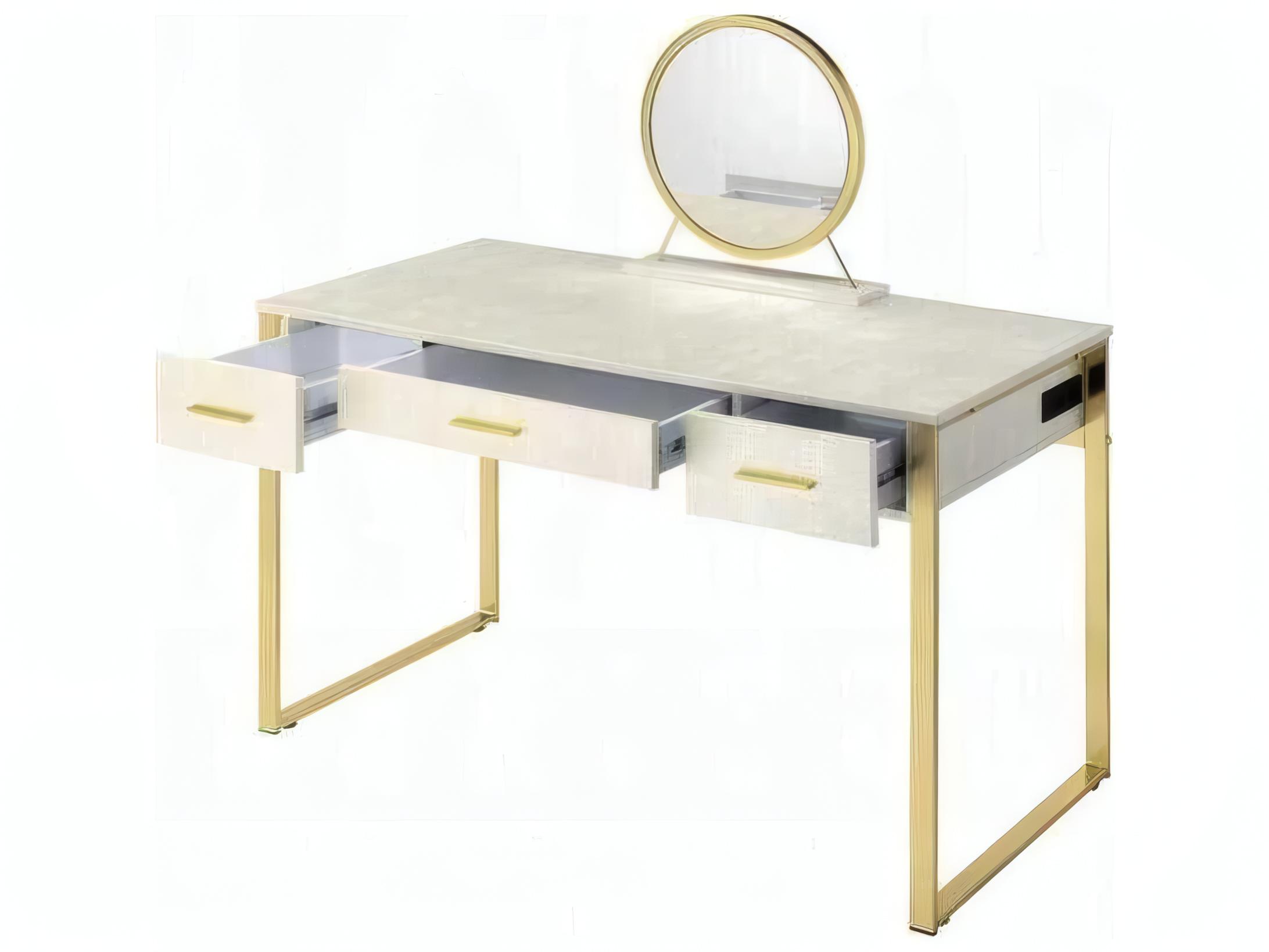 Acme Furniture Myles Antique White Champagne Vanity Table