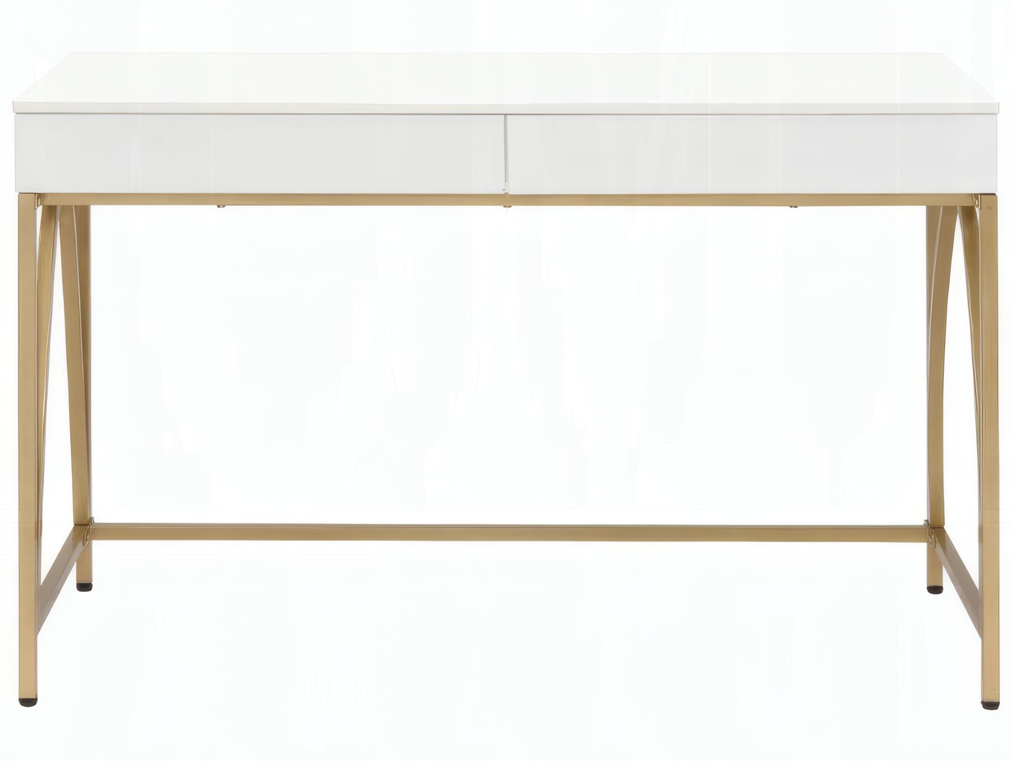 Acme Furniture Lightmane White High Gloss Gold Vanity Table