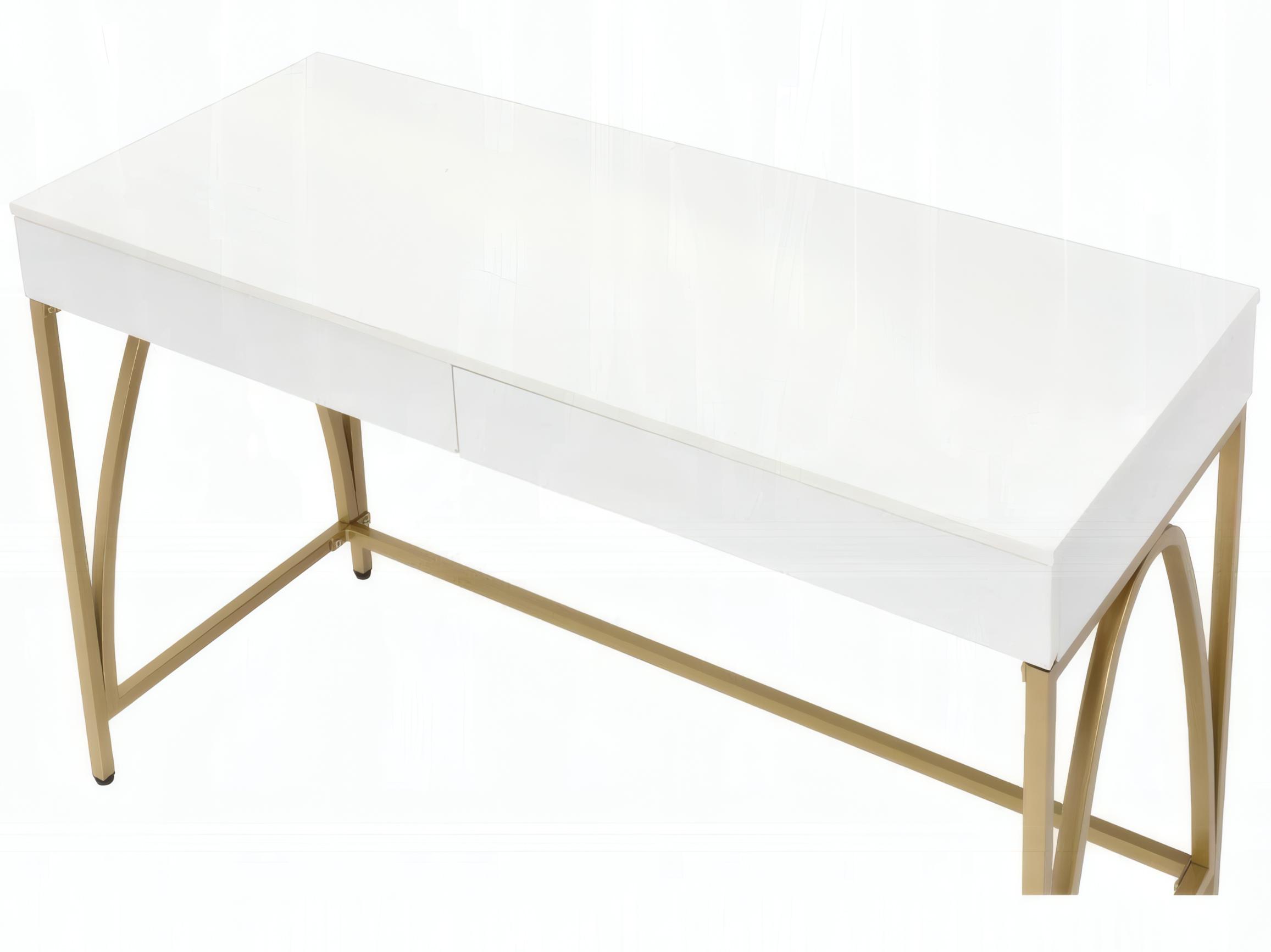 Acme Furniture Lightmane White High Gloss Gold Vanity Table