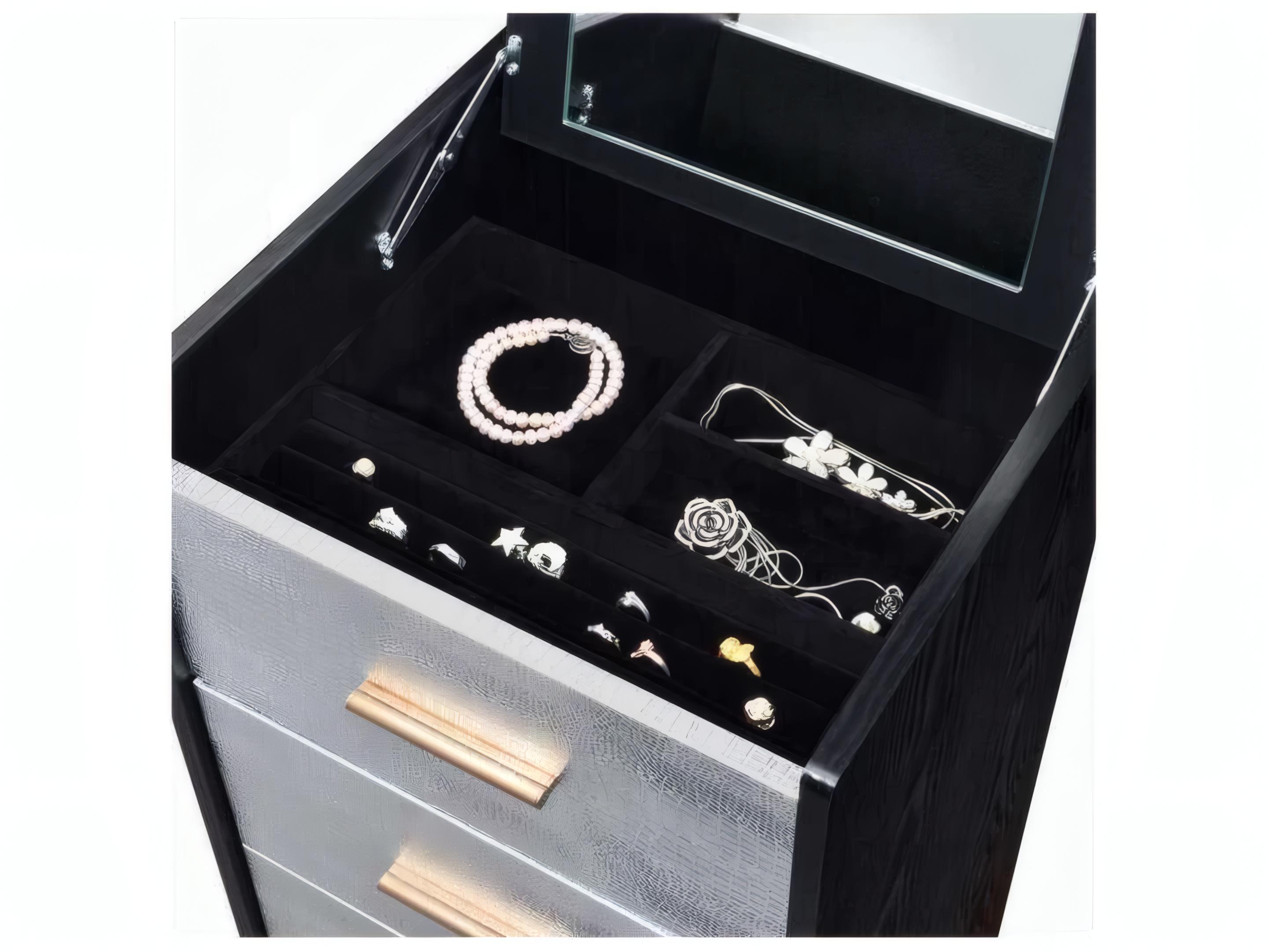 Acme Furniture Myles Black Silver Gold Jewelry Armoire