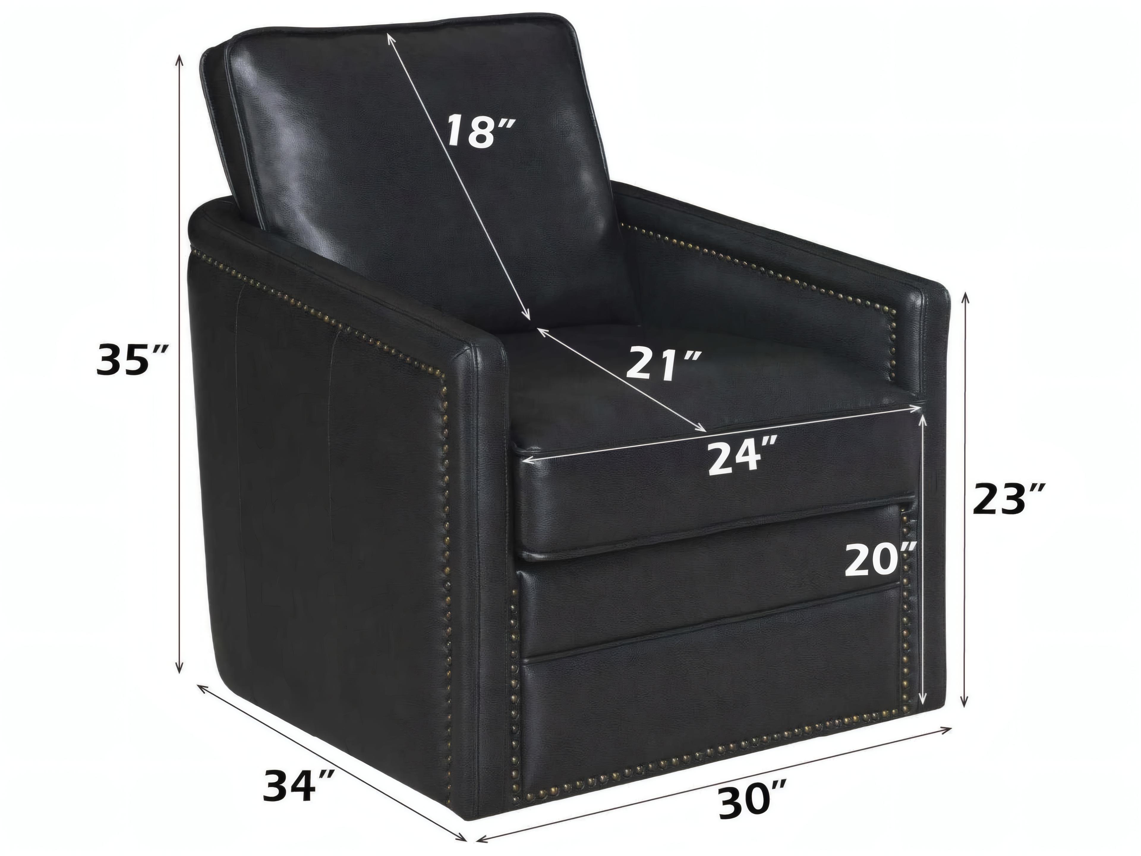 Acme Furniture Rocha Swivel Black Faux Leather Accent Chair