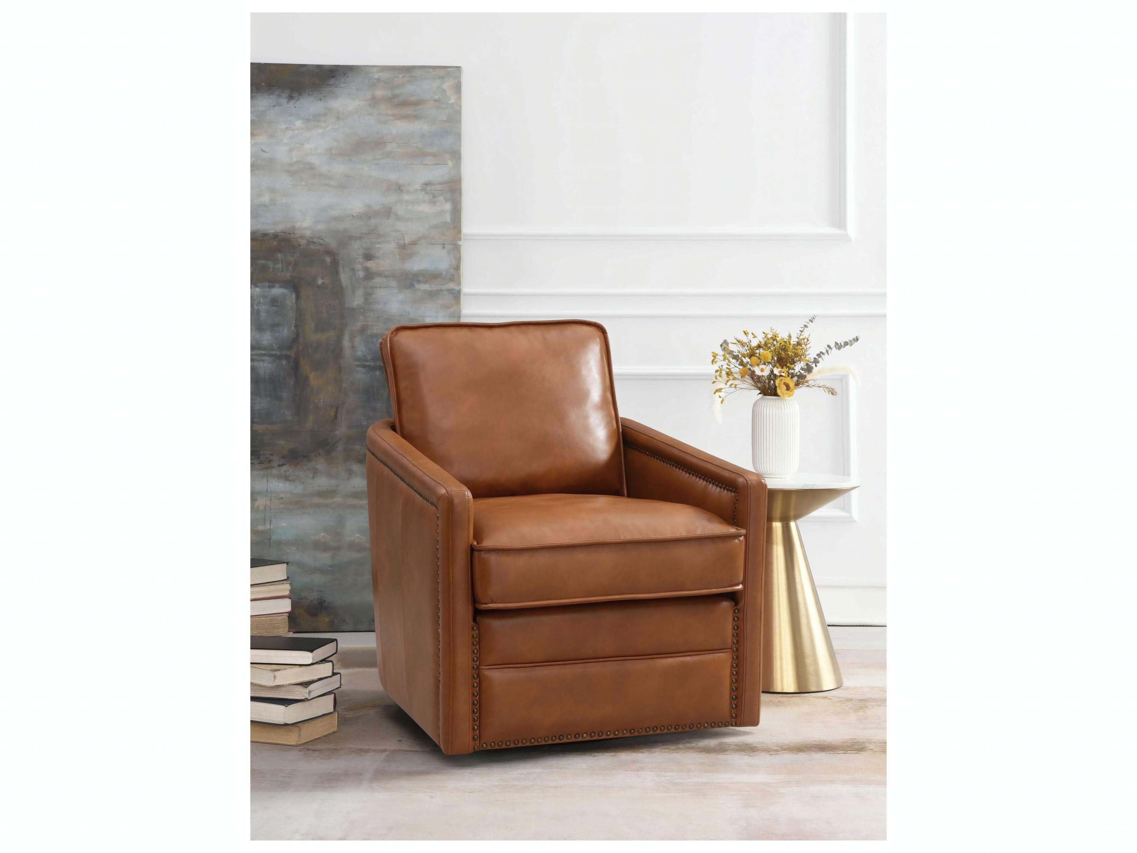 Acme Furniture Rocha Swivel Brown Faux Leather Accent Chair