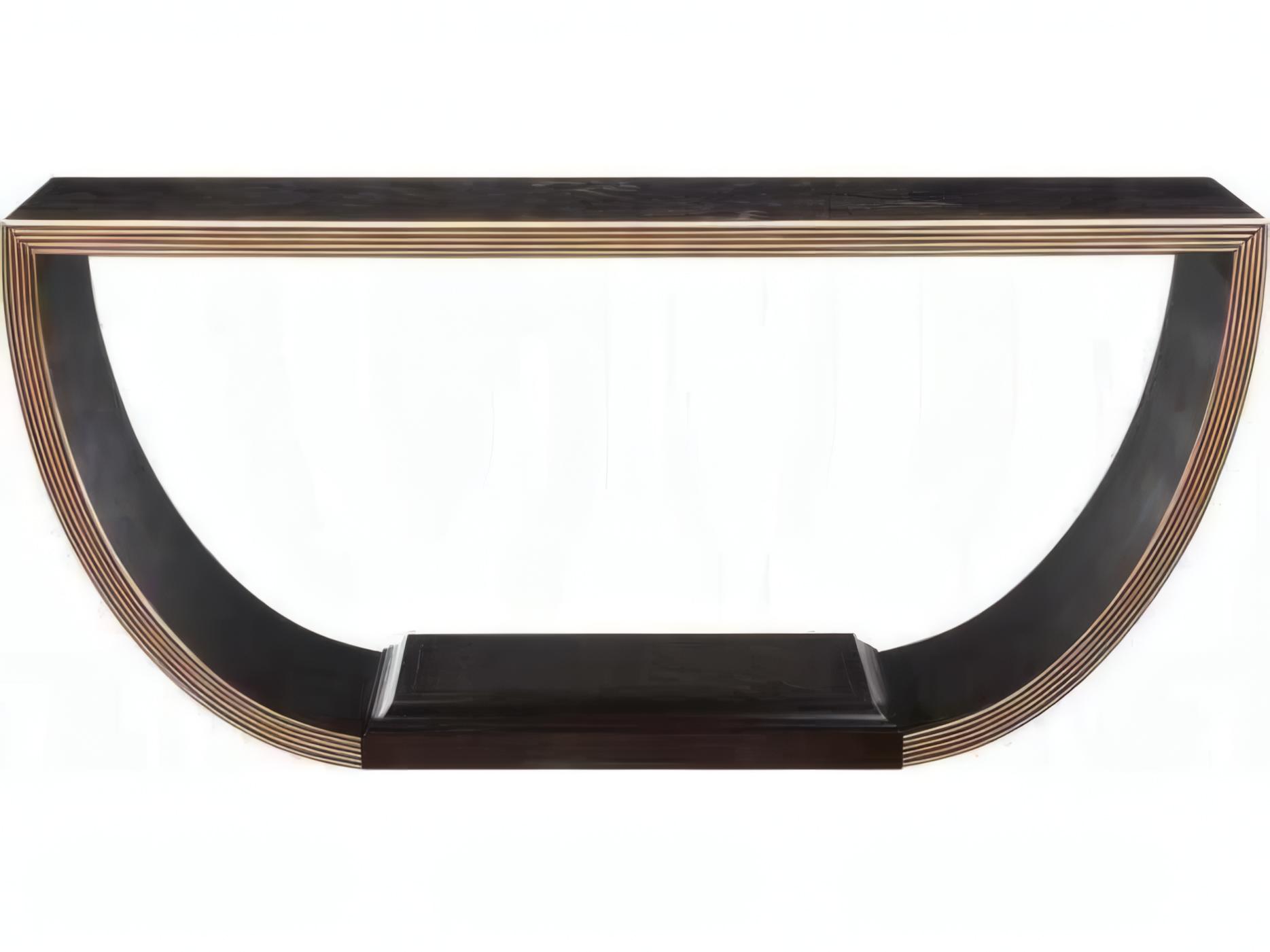 Acme Furniture Demilune Wood Black Gold Console Table