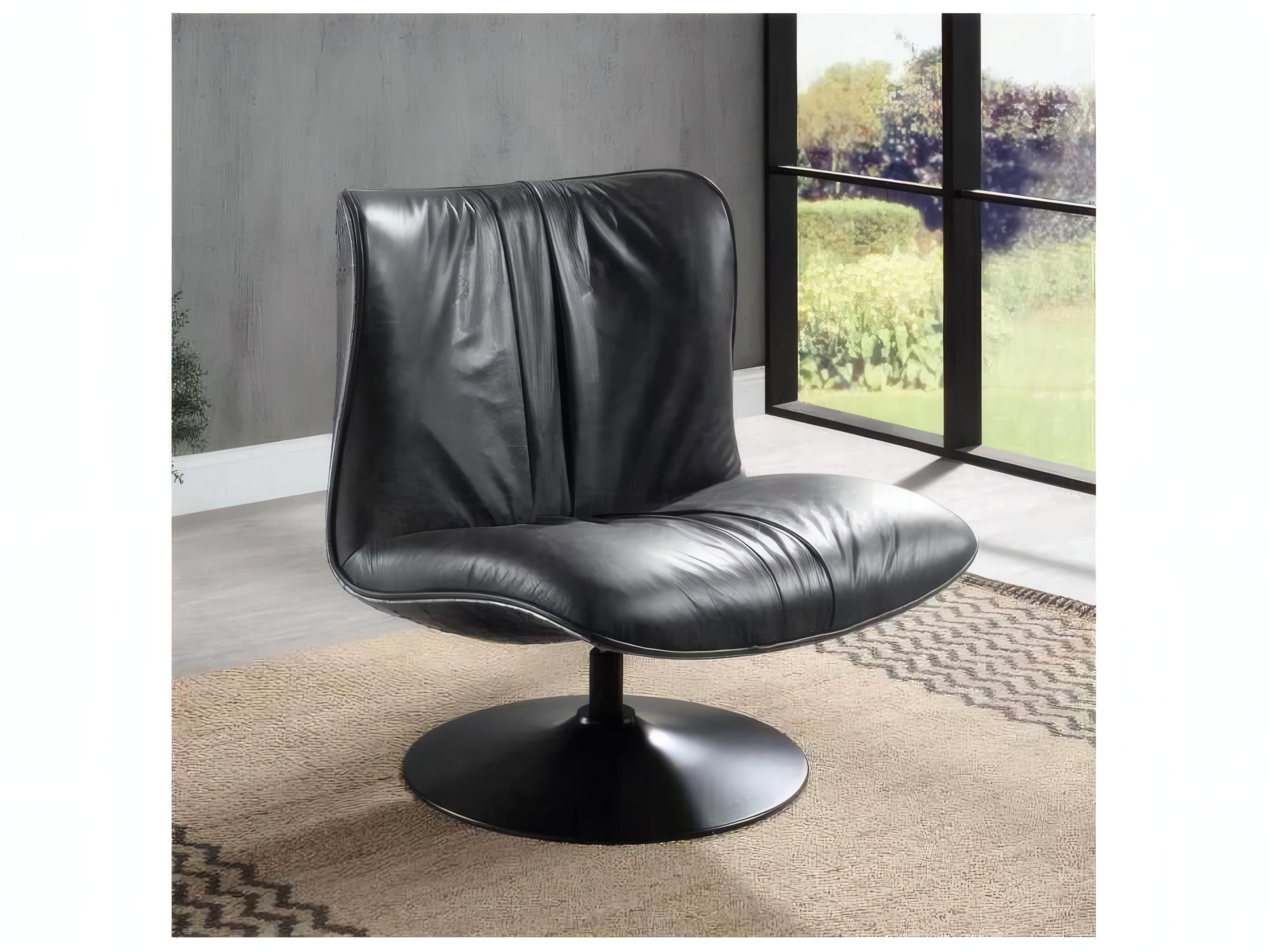 Acme Furniture Swivel Black Leather Accent Chair