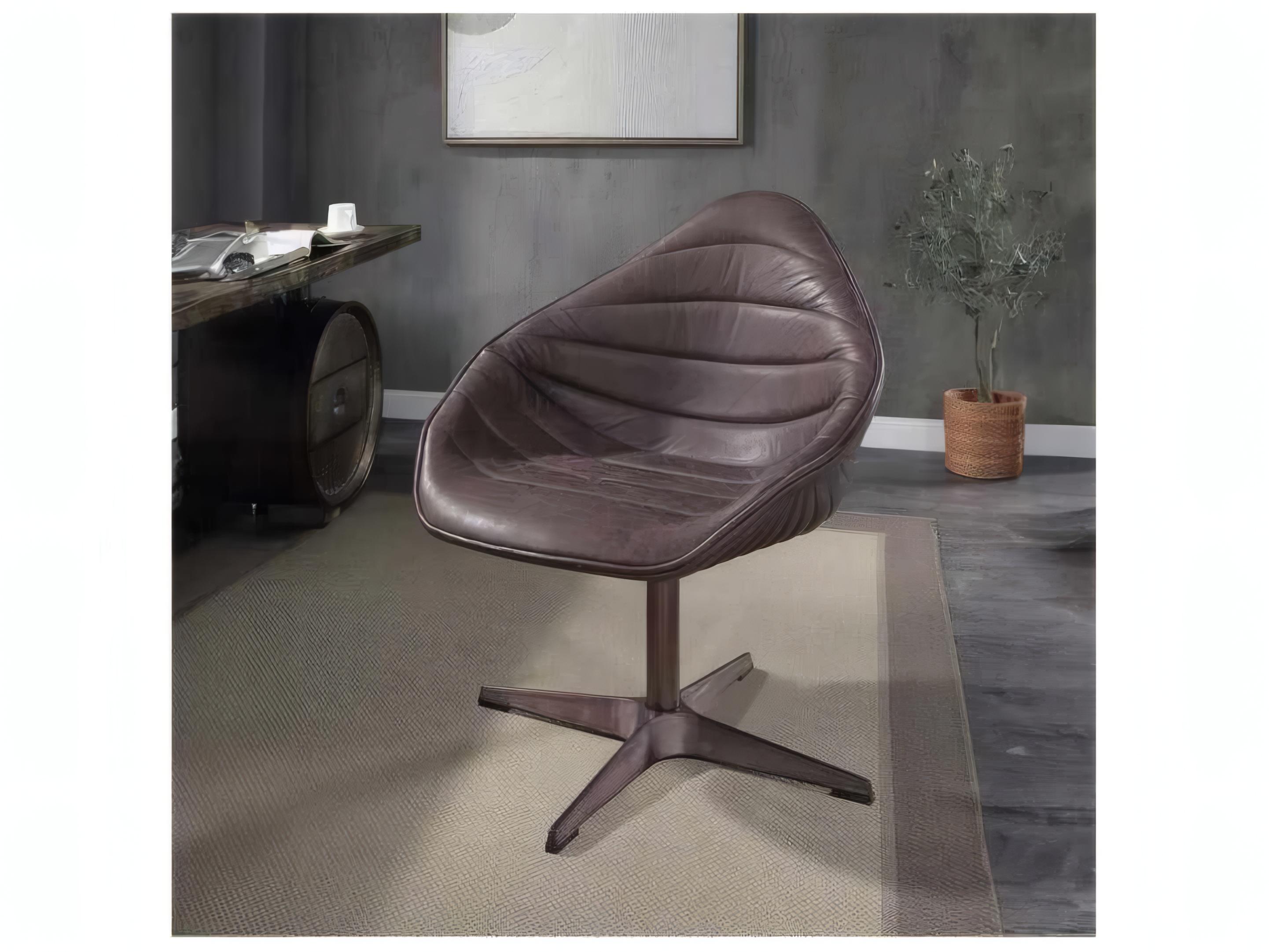 Acme Furniture Swivel Brown Leather Accent Chair