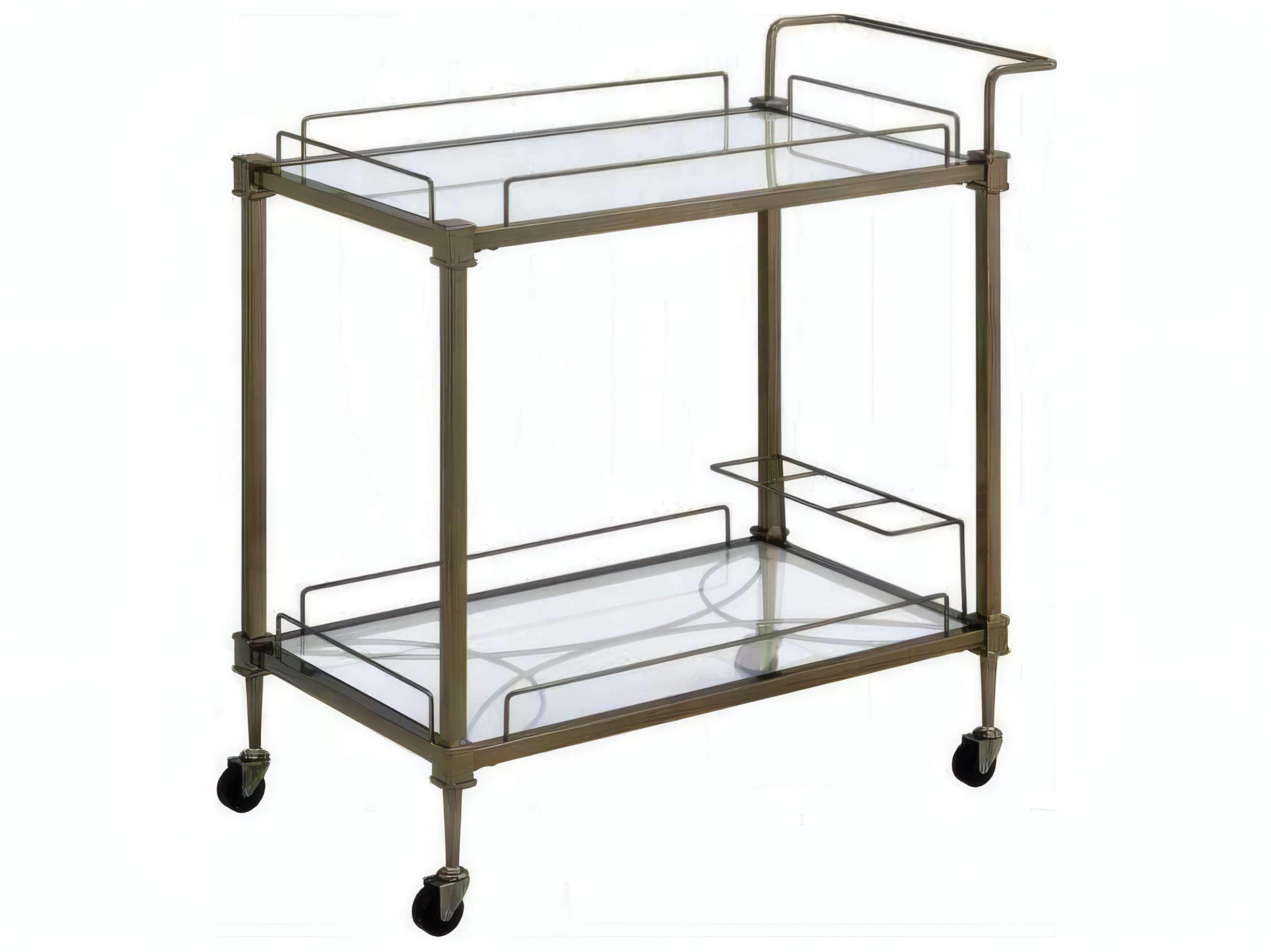 Acme Furniture Aditya Glass Mirror Antique Brass Bar Cart