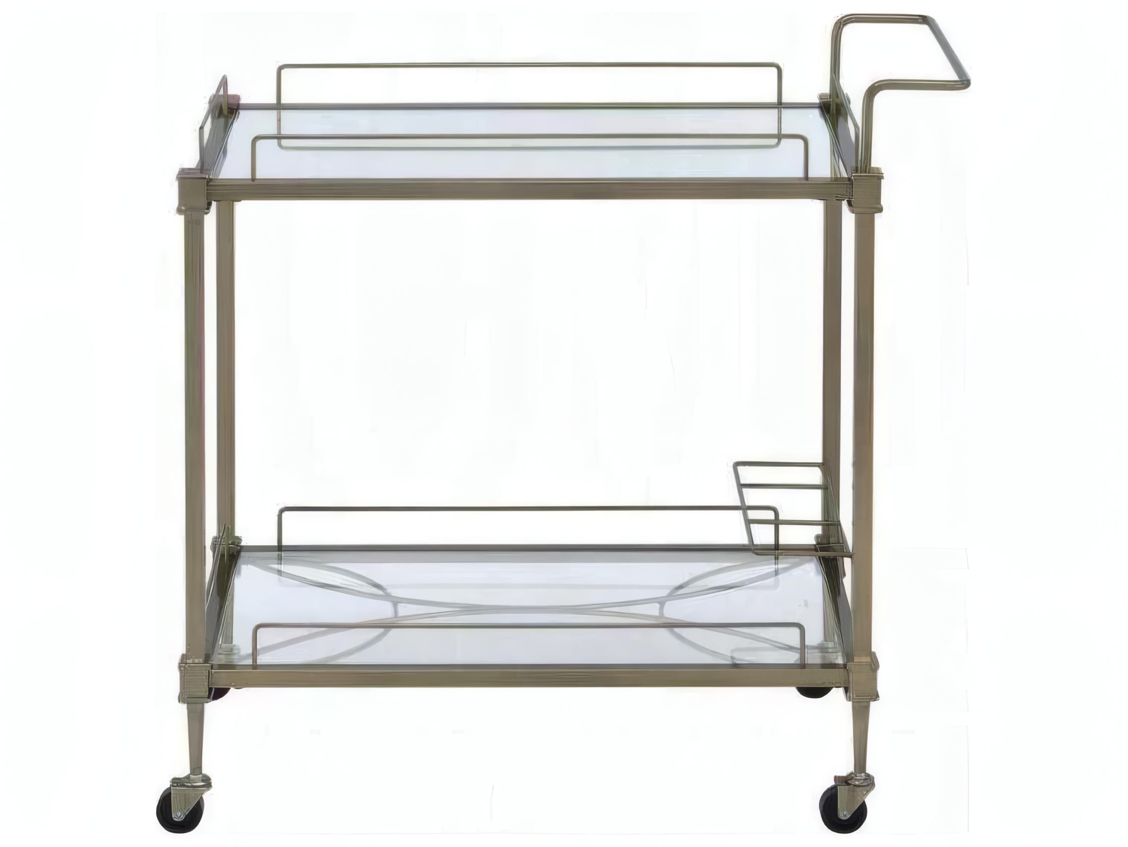 Acme Furniture Aditya Glass Mirror Antique Brass Bar Cart