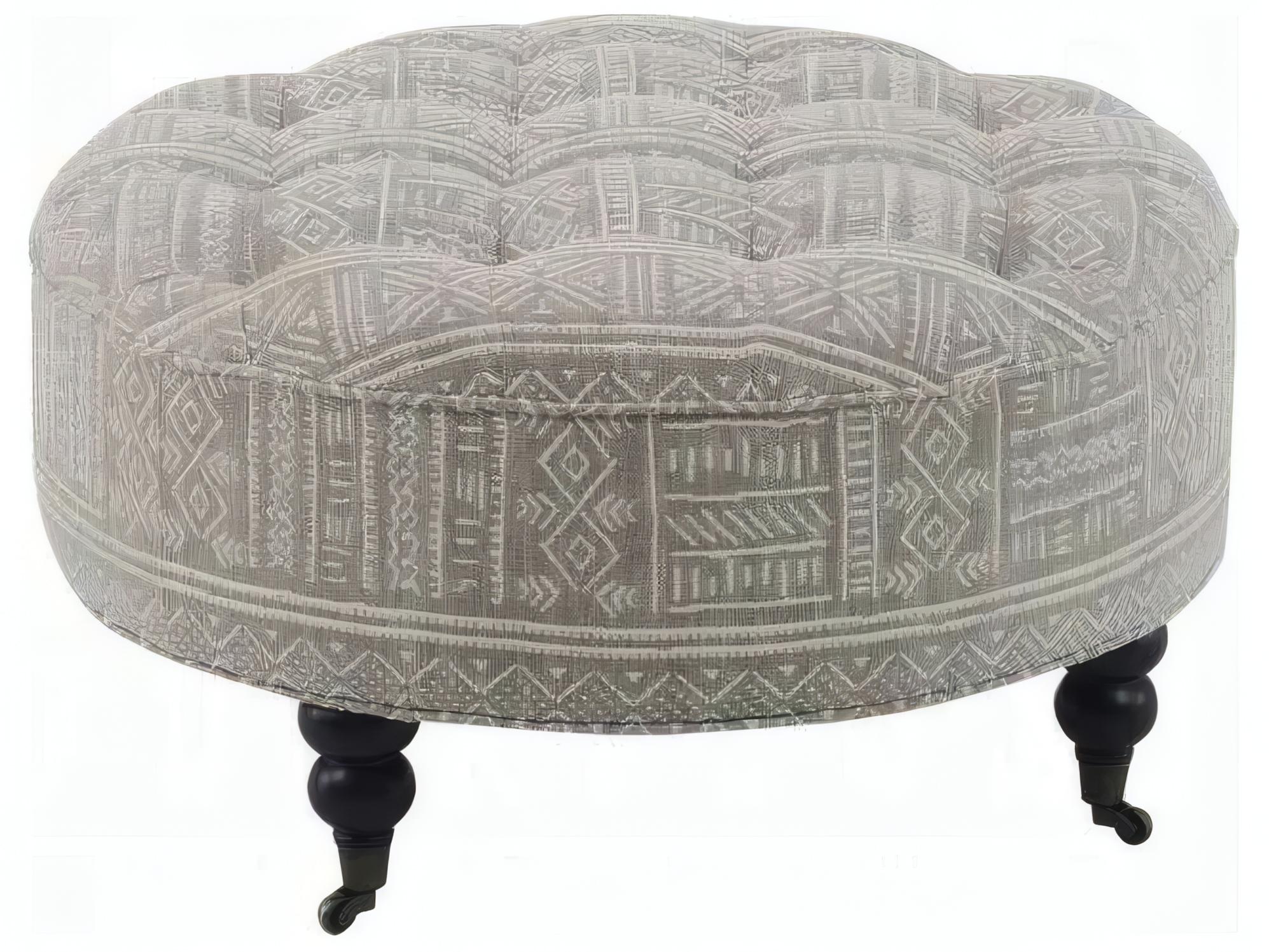 Acme Furniture Upendo Pattern Fabric Gray Upholstered Ottoman