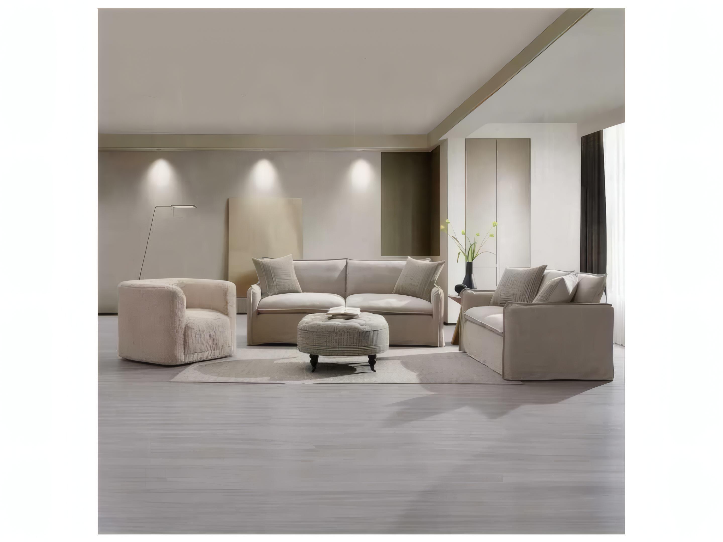 Acme Furniture Upendo Pattern Fabric Gray Upholstered Ottoman