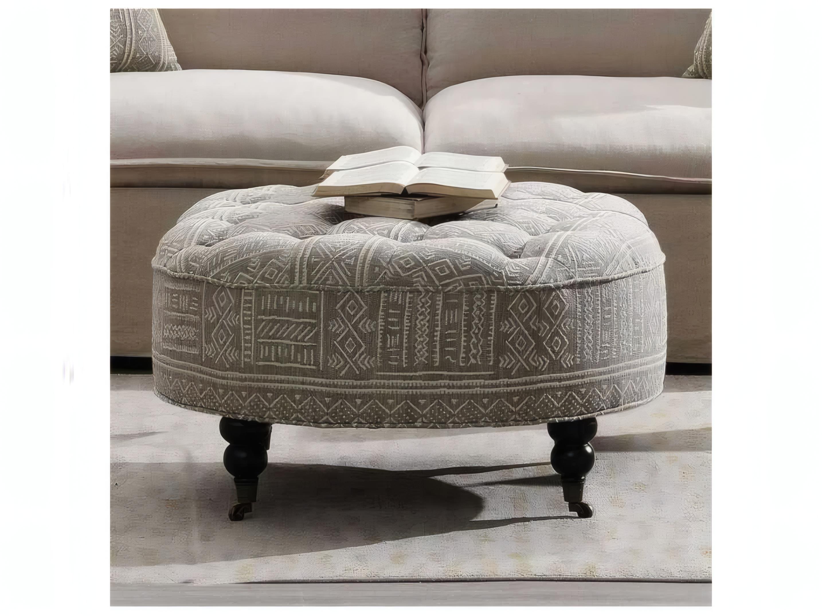 Acme Furniture Upendo Pattern Fabric Gray Upholstered Ottoman