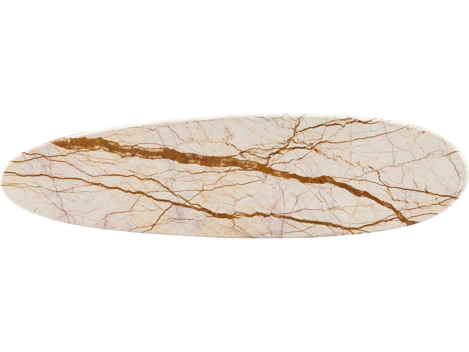 Acme Furniture Haidar Oval Natural Marble Brown Console Table