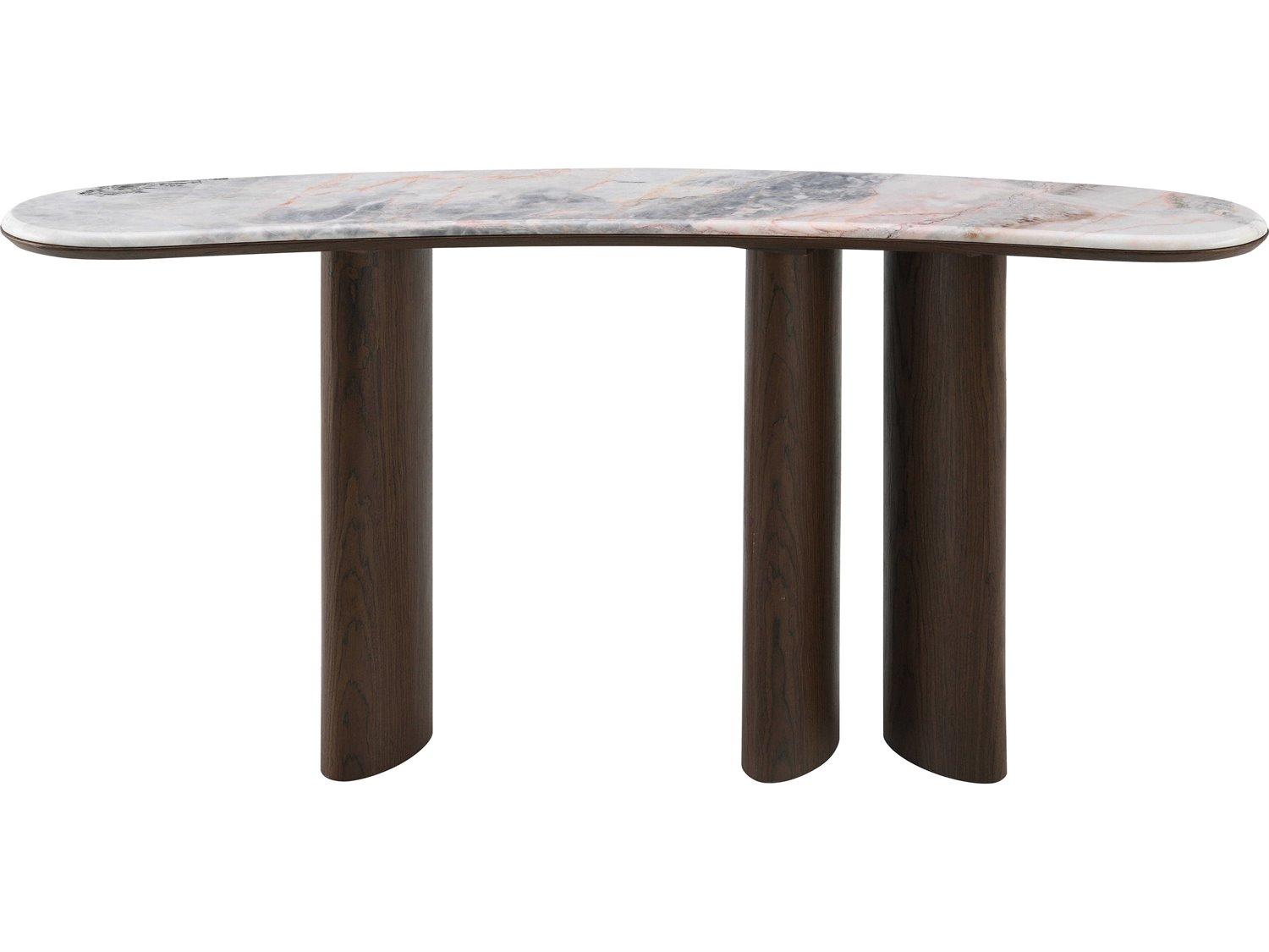 Acme Furniture Hanale Natural Marble Brown Console Table