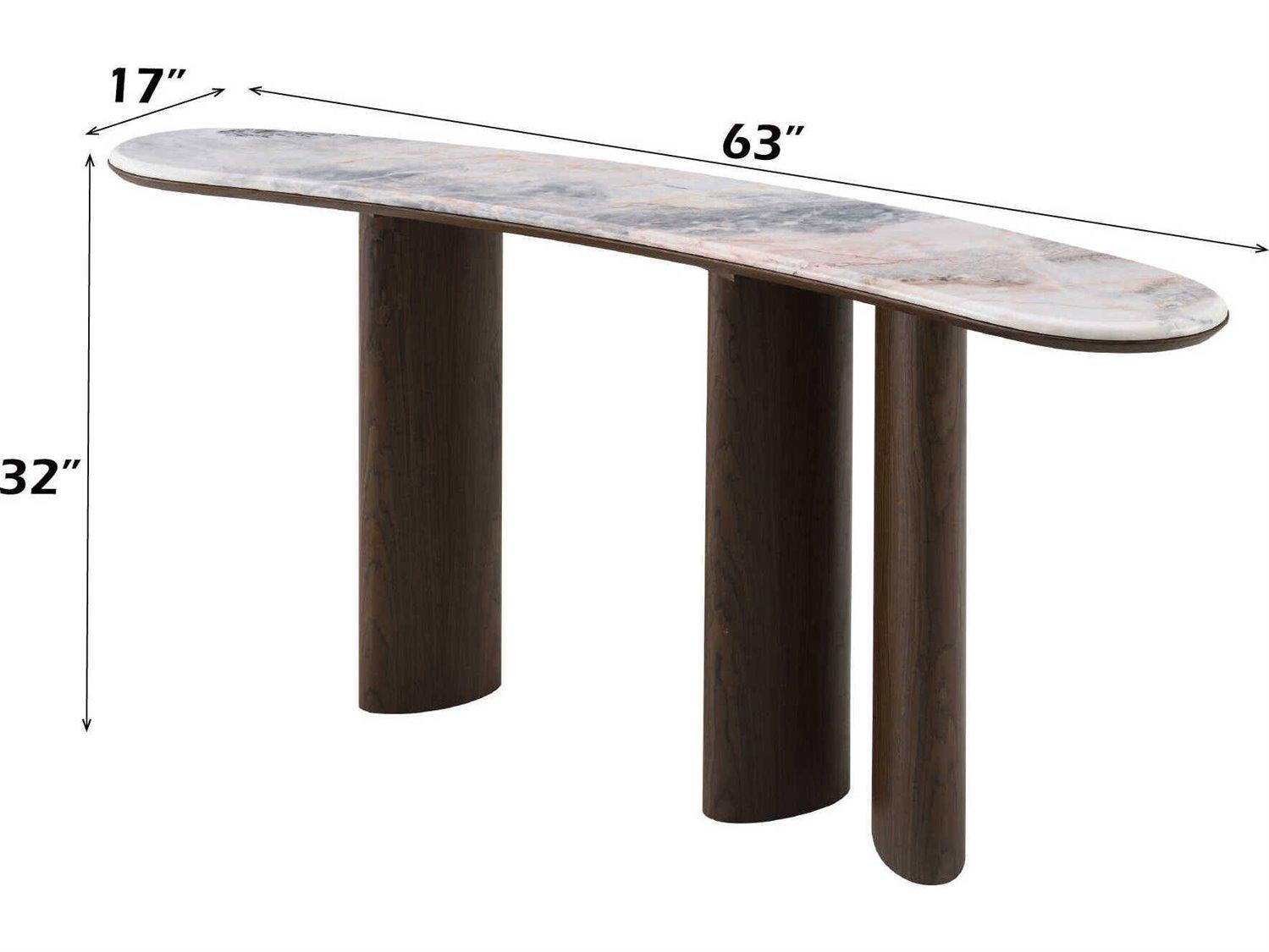 Acme Furniture Hanale Natural Marble Brown Console Table