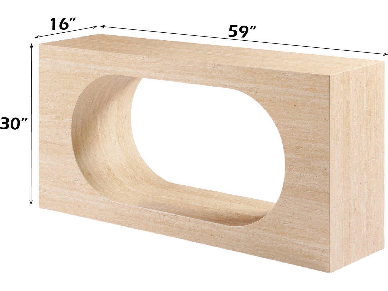 Acme Furniture Inca Rectangular Travertine Stone Console Table