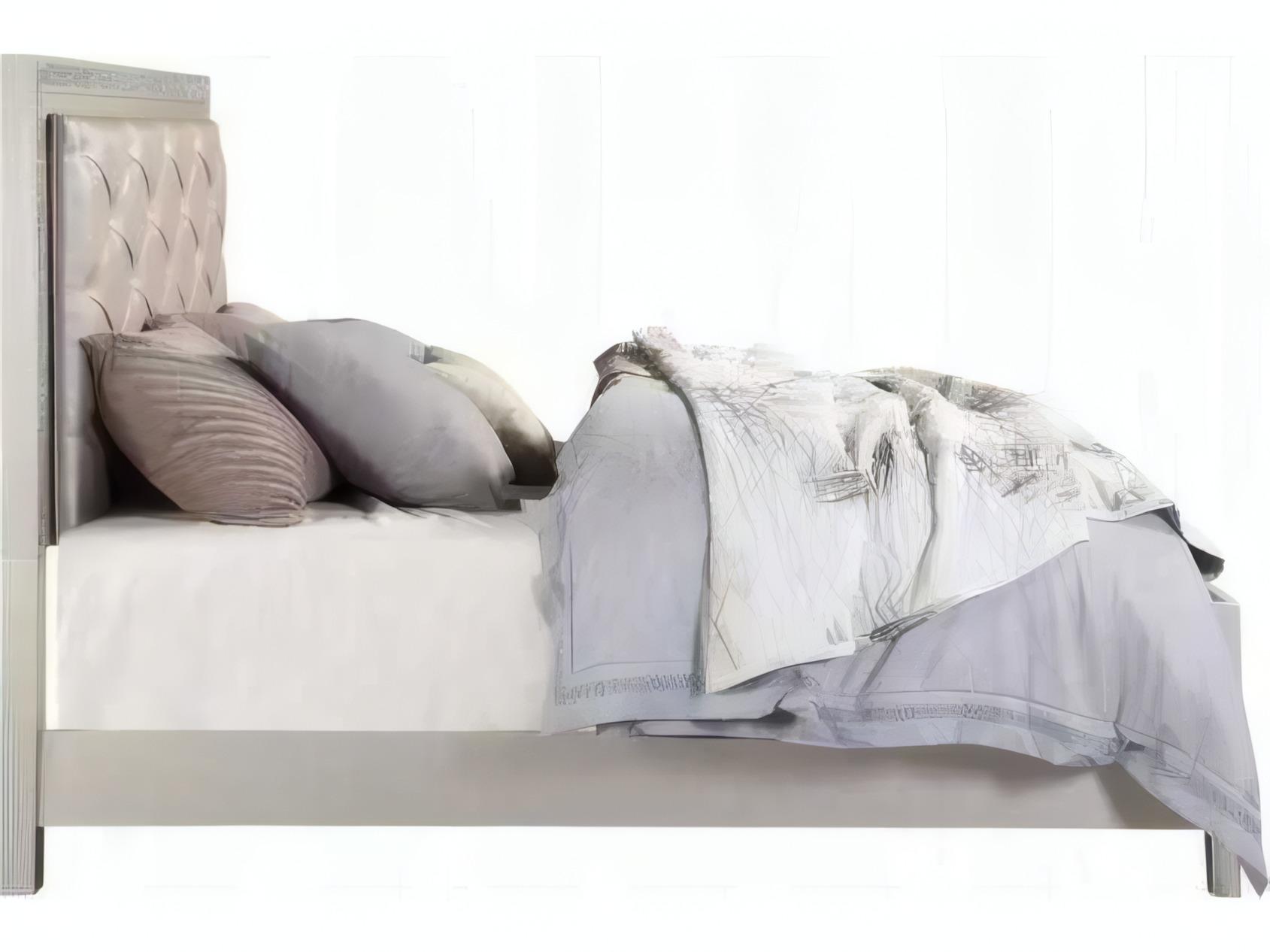 Acme Furniture Sliverfluff Synthetic Leather Champagne Poplar Wood Upholstered King Platform Bed