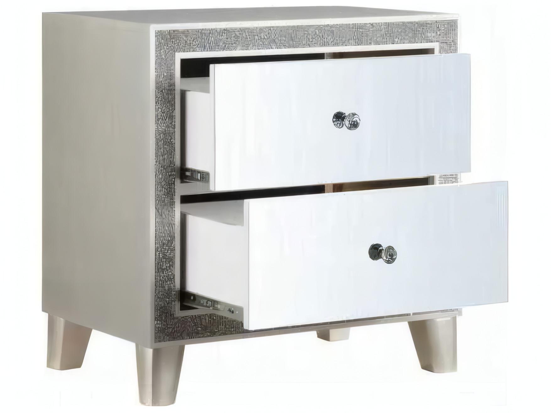 Acme Furniture Sliverfluff 2-Drawers Poplar Wood Nightstand