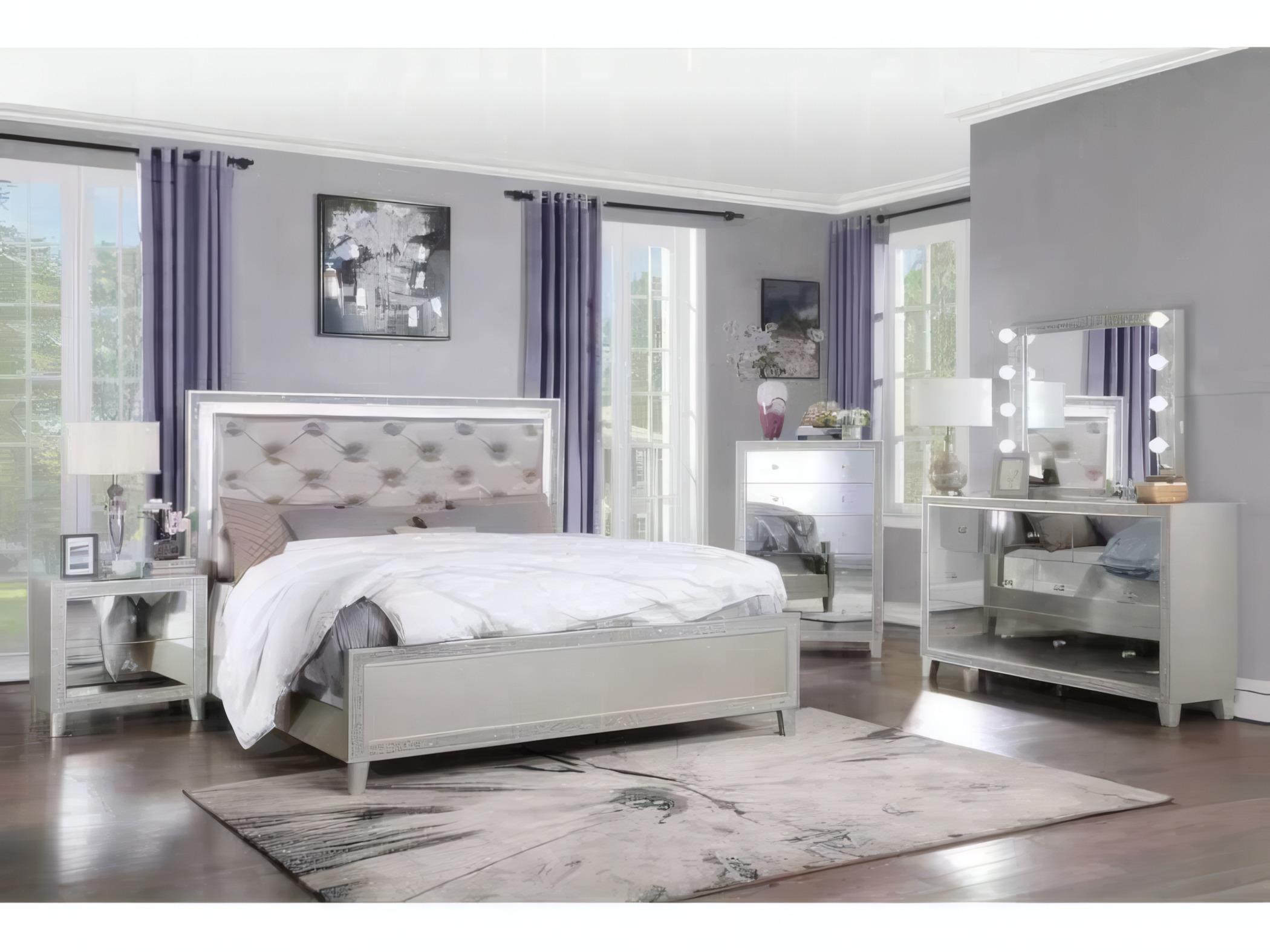 Acme Furniture Sliverfluff Mirrored Champagne Rectangular Dresser Mirror