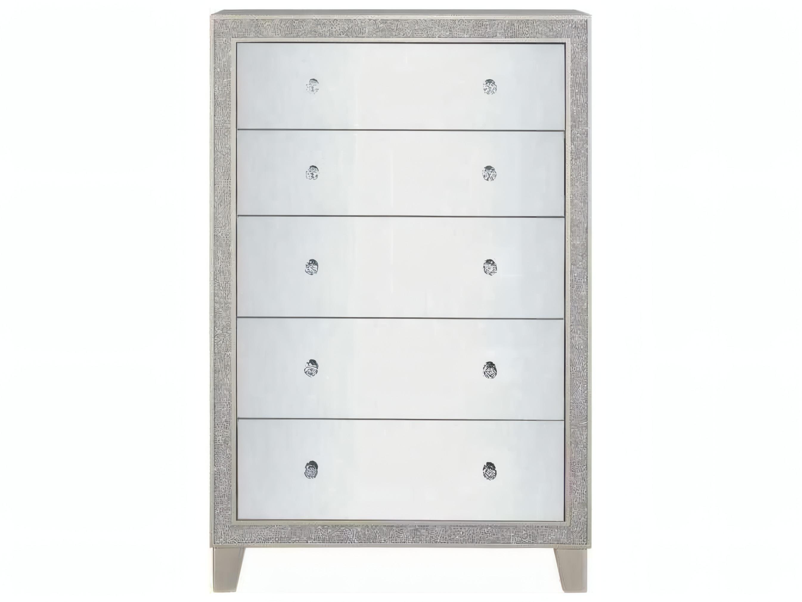 Acme Furniture Sliverfluff Mirrored Champagne Poplar Wood Accent Chest