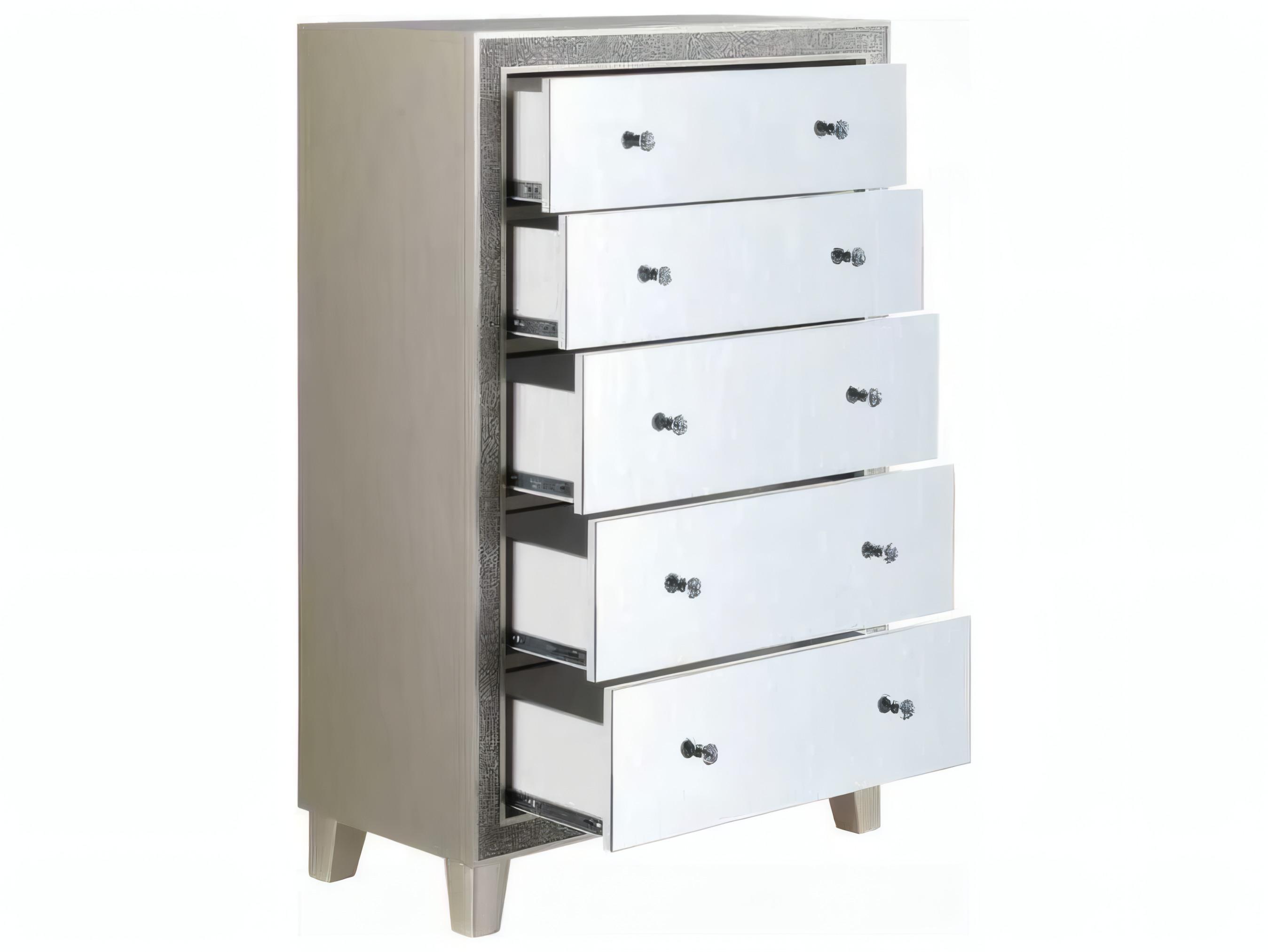 Acme Furniture Sliverfluff Mirrored Champagne Poplar Wood Accent Chest