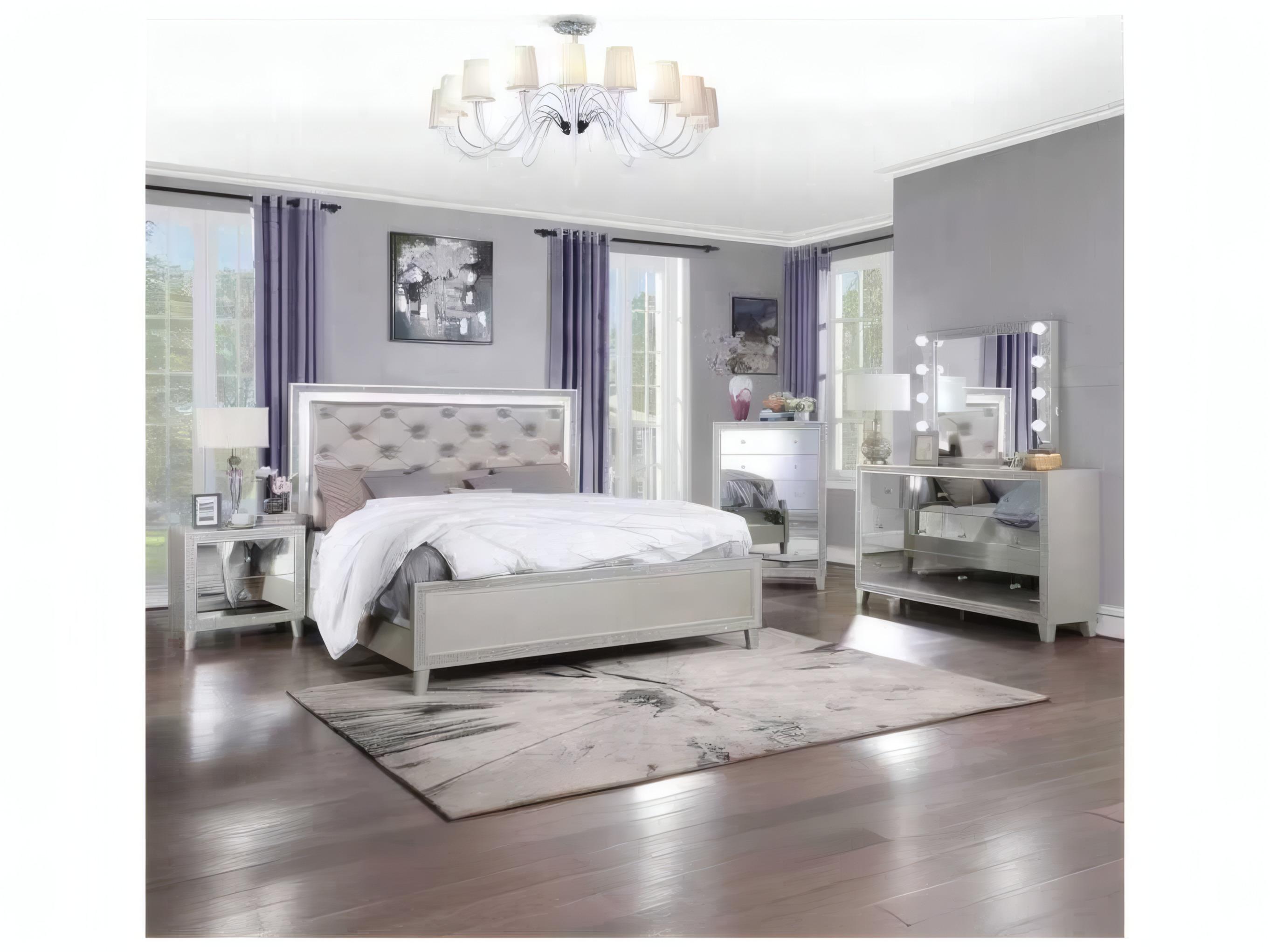 Acme Furniture Sliverfluff Mirrored Champagne Poplar Wood Accent Chest