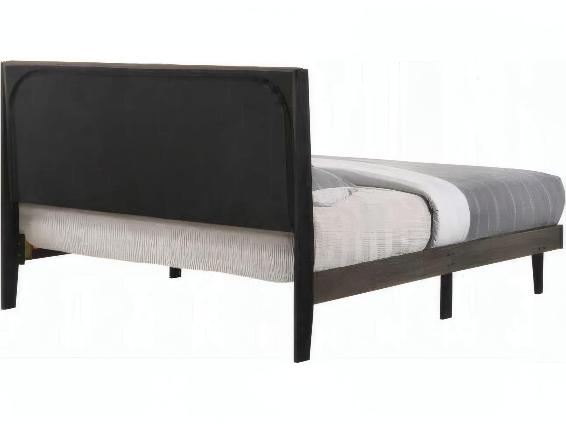 Acme Furniture Valdemar Brown Fabric Weathered Gray Rubberwood Upholstered Queen Platform Bed