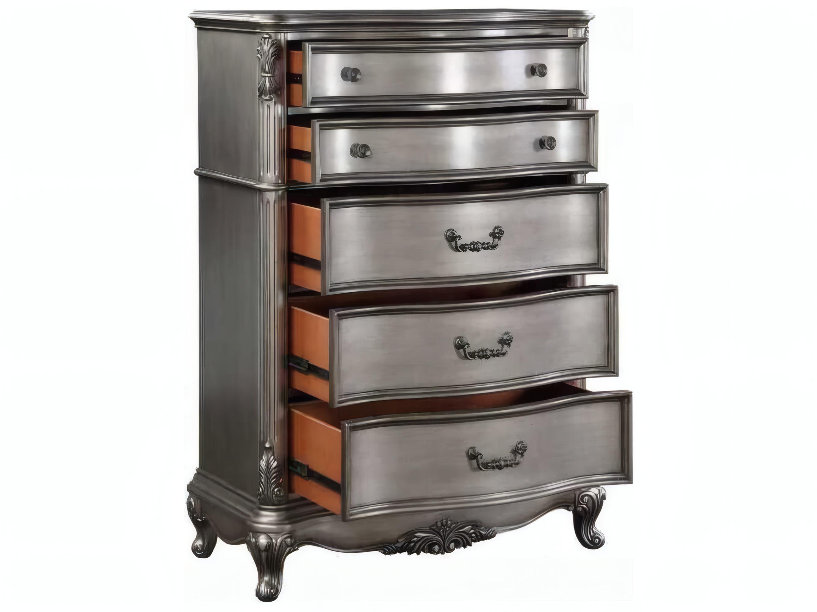 Acme Furniture Ariadne Antique Platinum Silver Poplar Wood Accent Chest