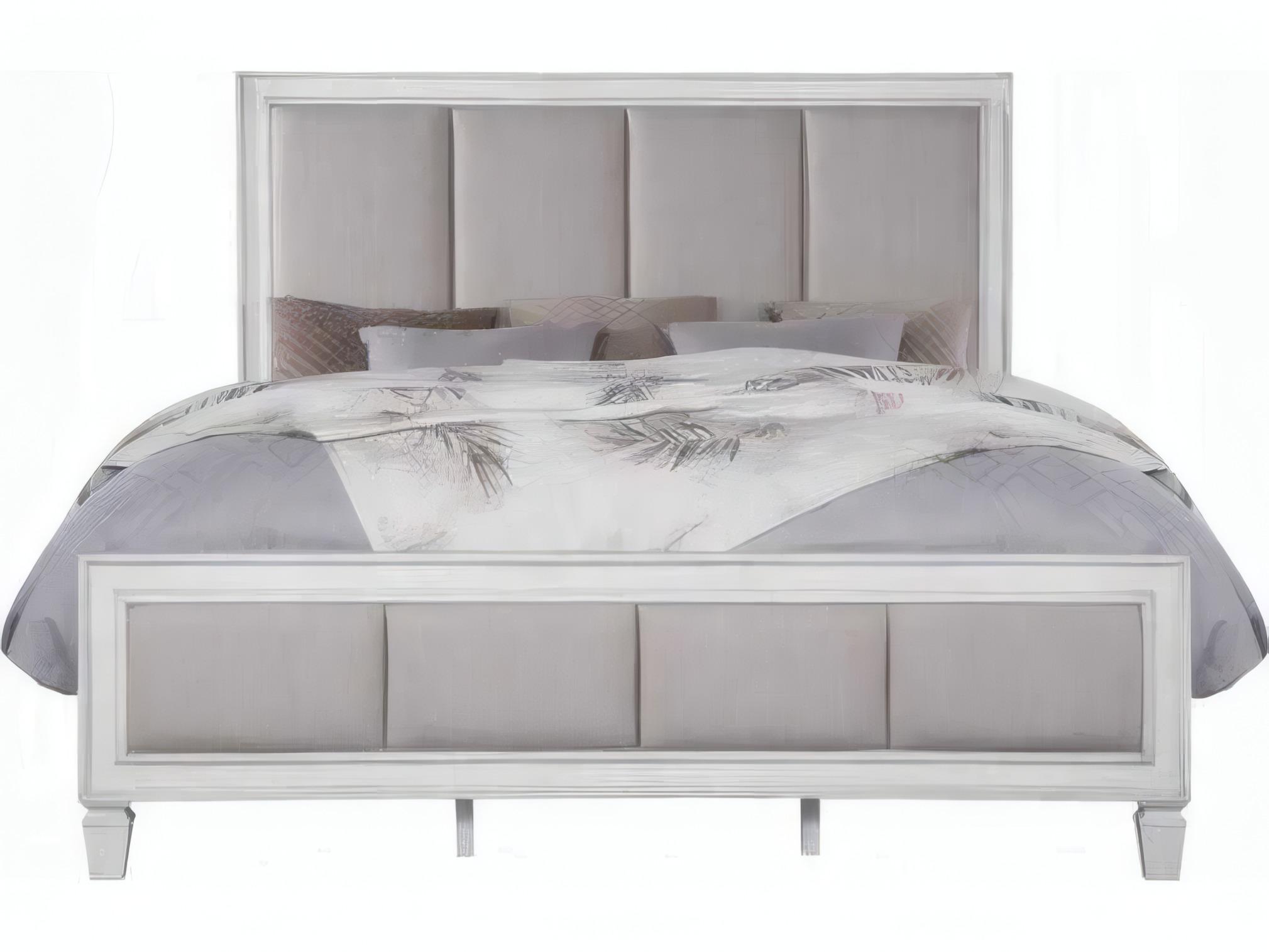 Acme Furniture Katia Gray Poplar Wood Upholstered King Panel Bed