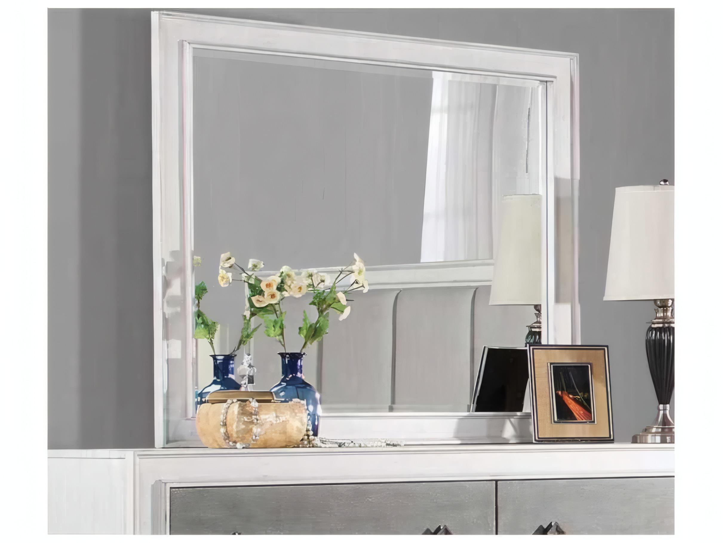 Acme Furniture Katia Rustic Gray Weathered White Rectangular Wall Mirror