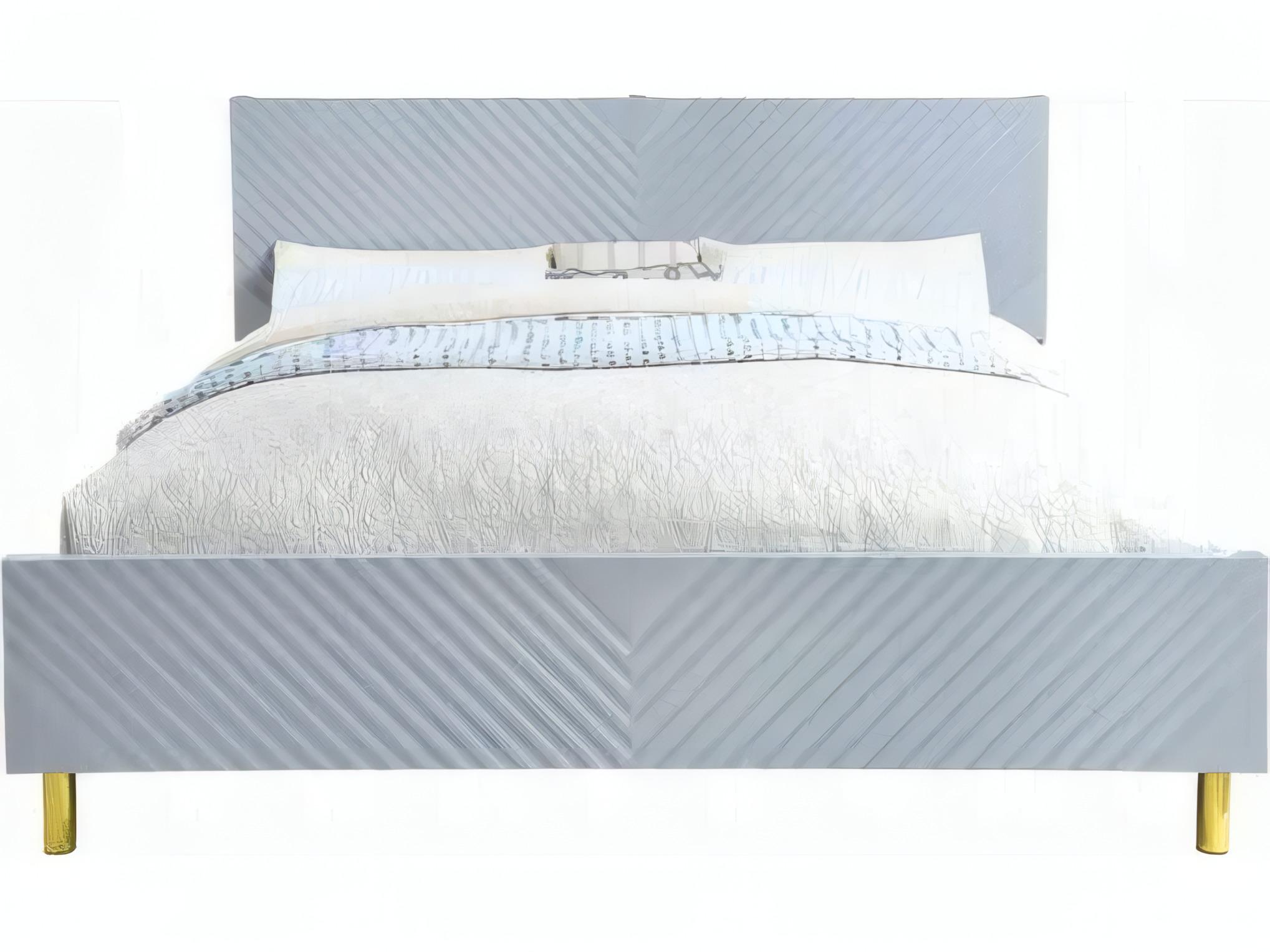 Acme Furniture Gaines Gray High Gloss Plywood Wood King Panel Bed