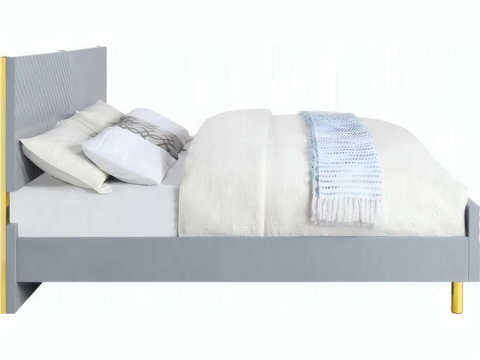 Acme Furniture Gaines Gray High Gloss Wood Queen Panel Bed