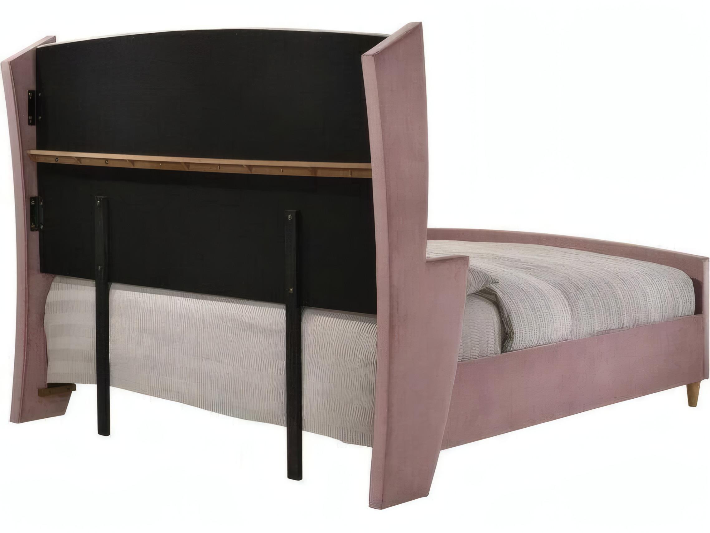 Acme Furniture Salonia Pink Velvet Upholstered King Platform Bed