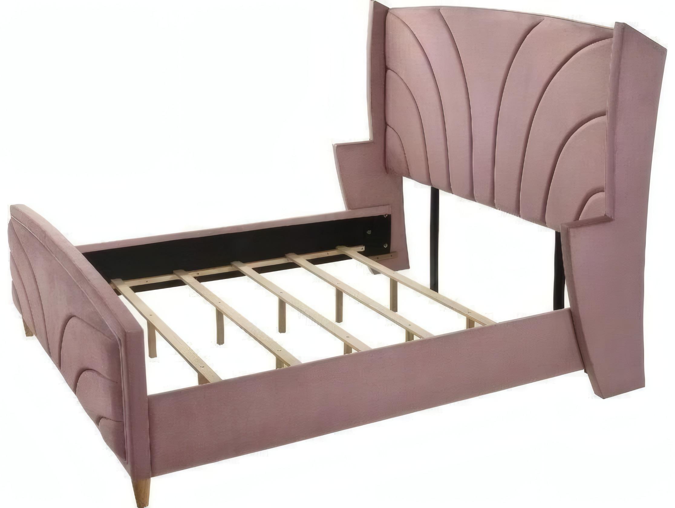 Acme Furniture Salonia Pink Velvet Upholstered King Platform Bed