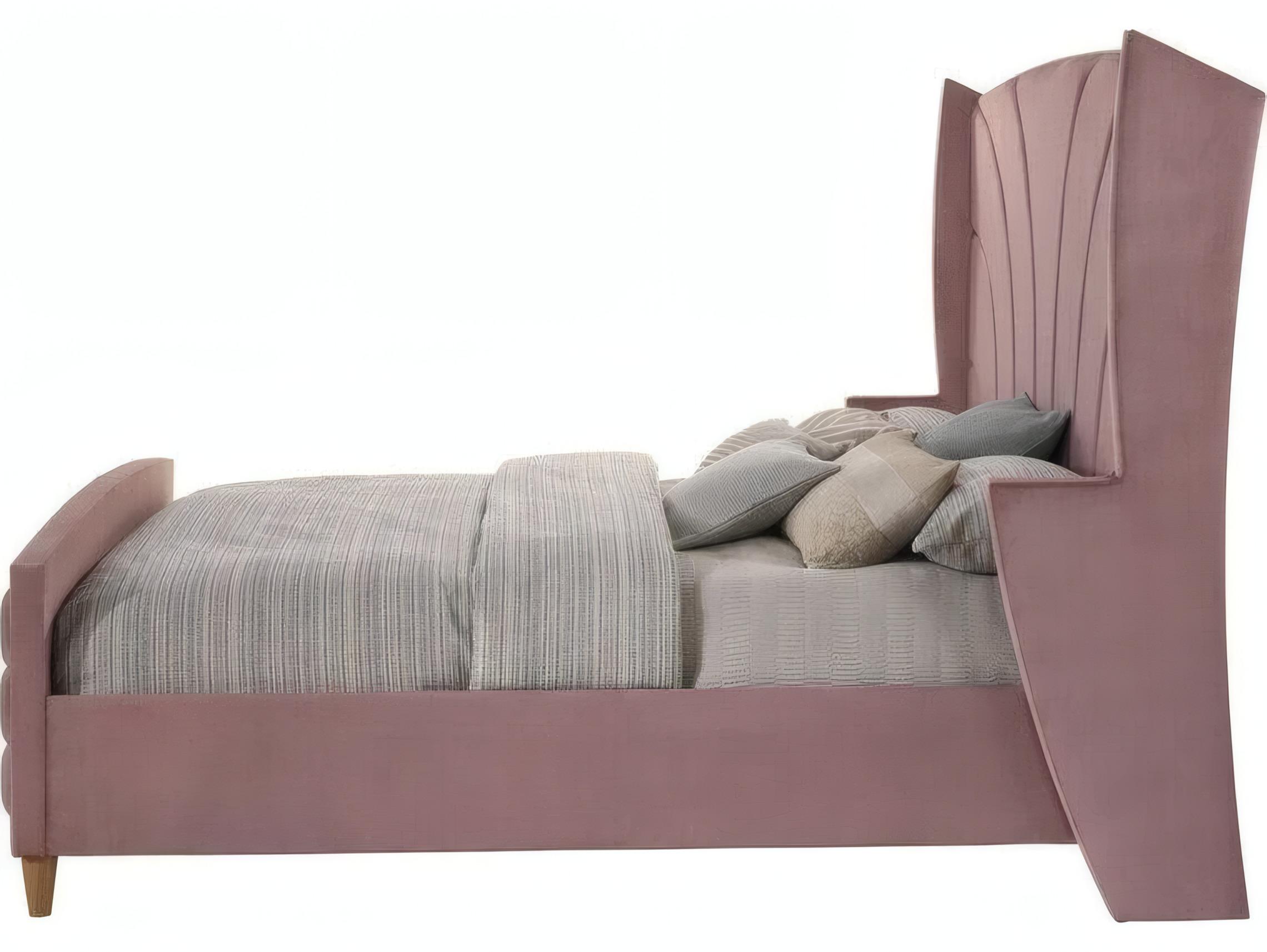 Acme Furniture Salonia Pink Velvet Upholstered Queen Platform Bed