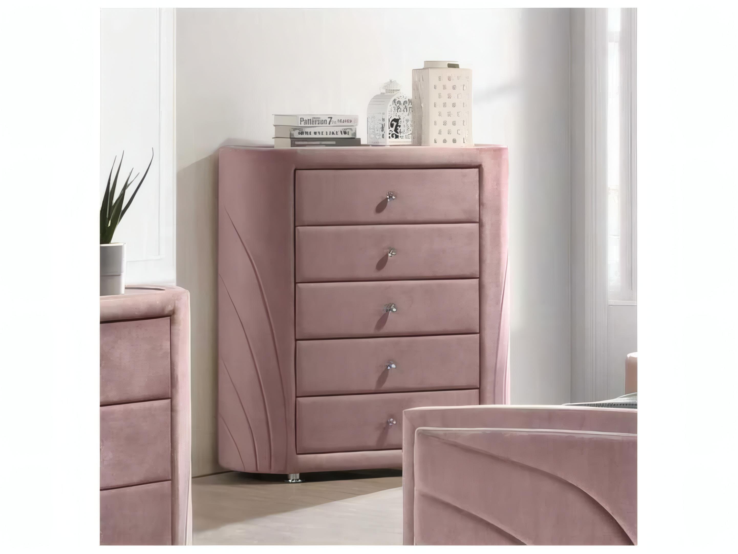 Acme Furniture Salonia Pink Velvet Accent Chest