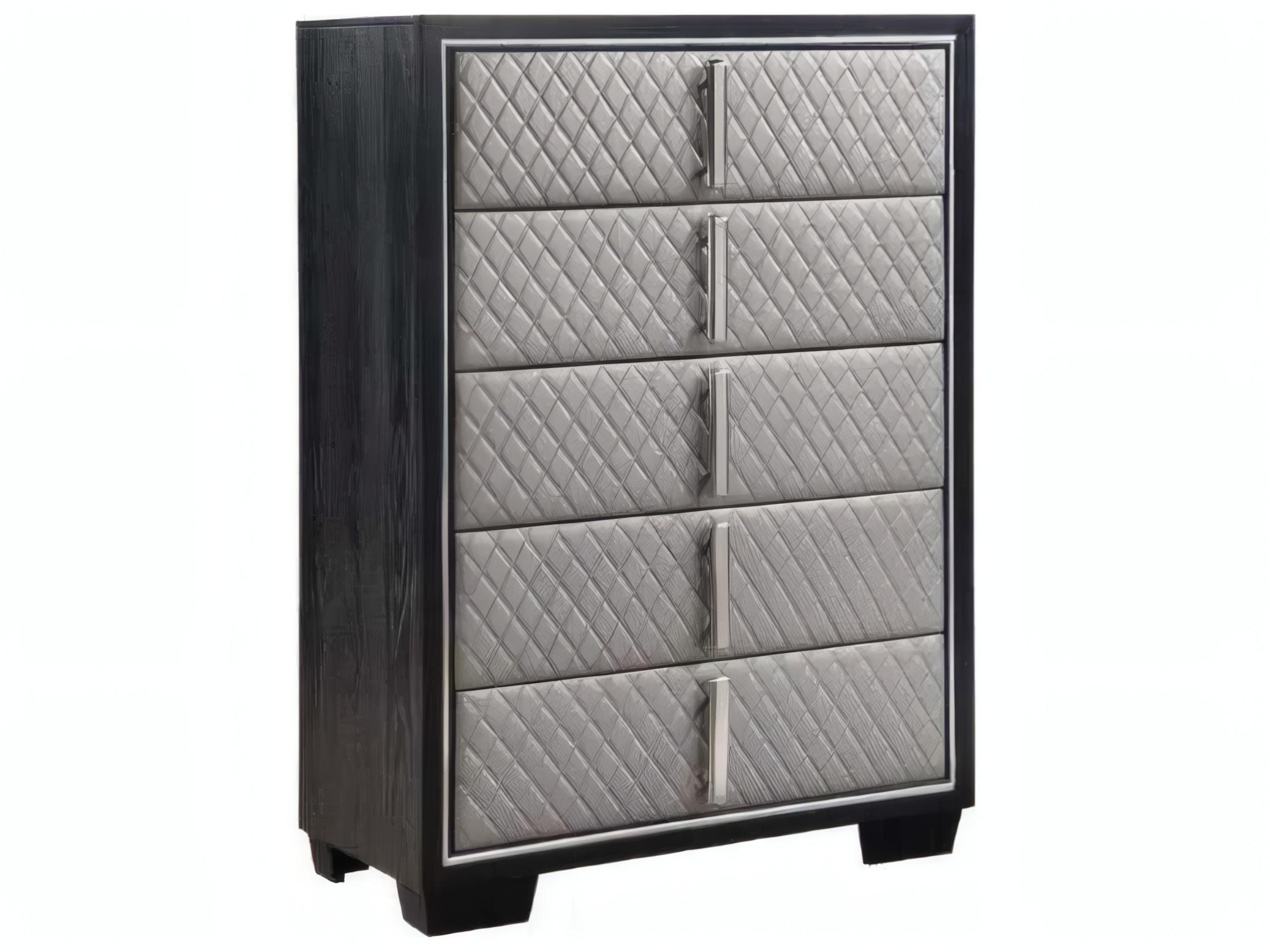 Acme Furniture Silver Synthetic Leather Black Poplar Wood Accent Chest