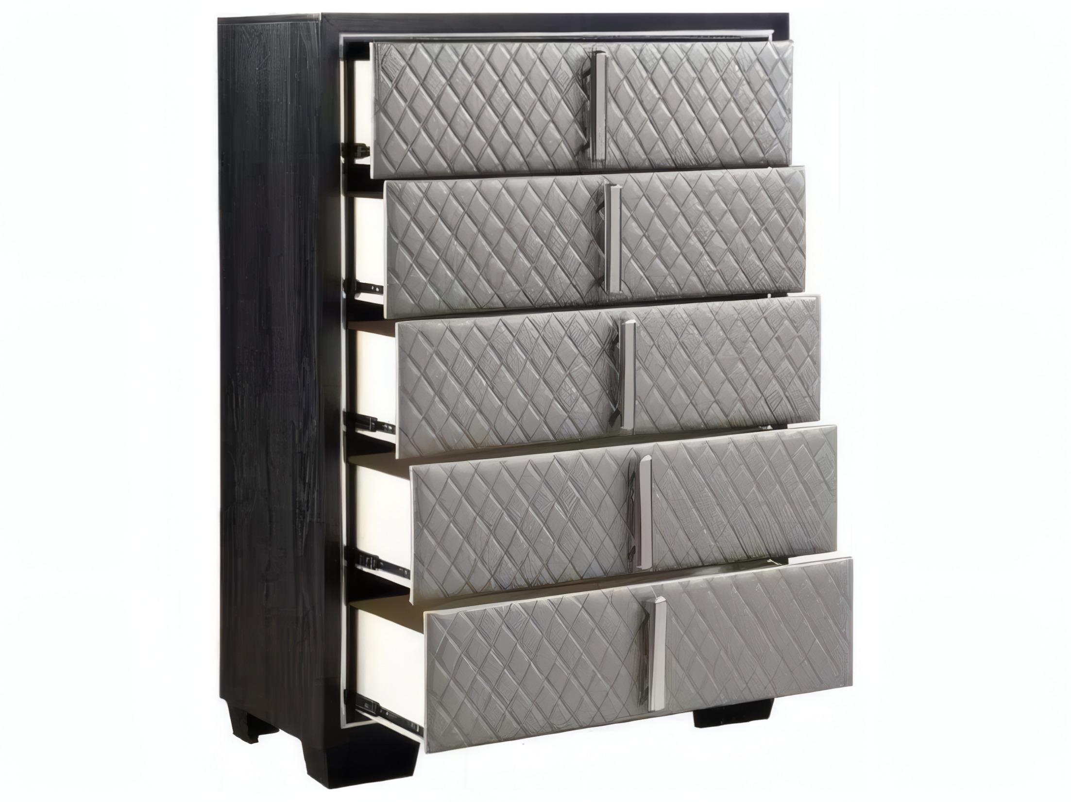 Acme Furniture Silver Synthetic Leather Black Poplar Wood Accent Chest