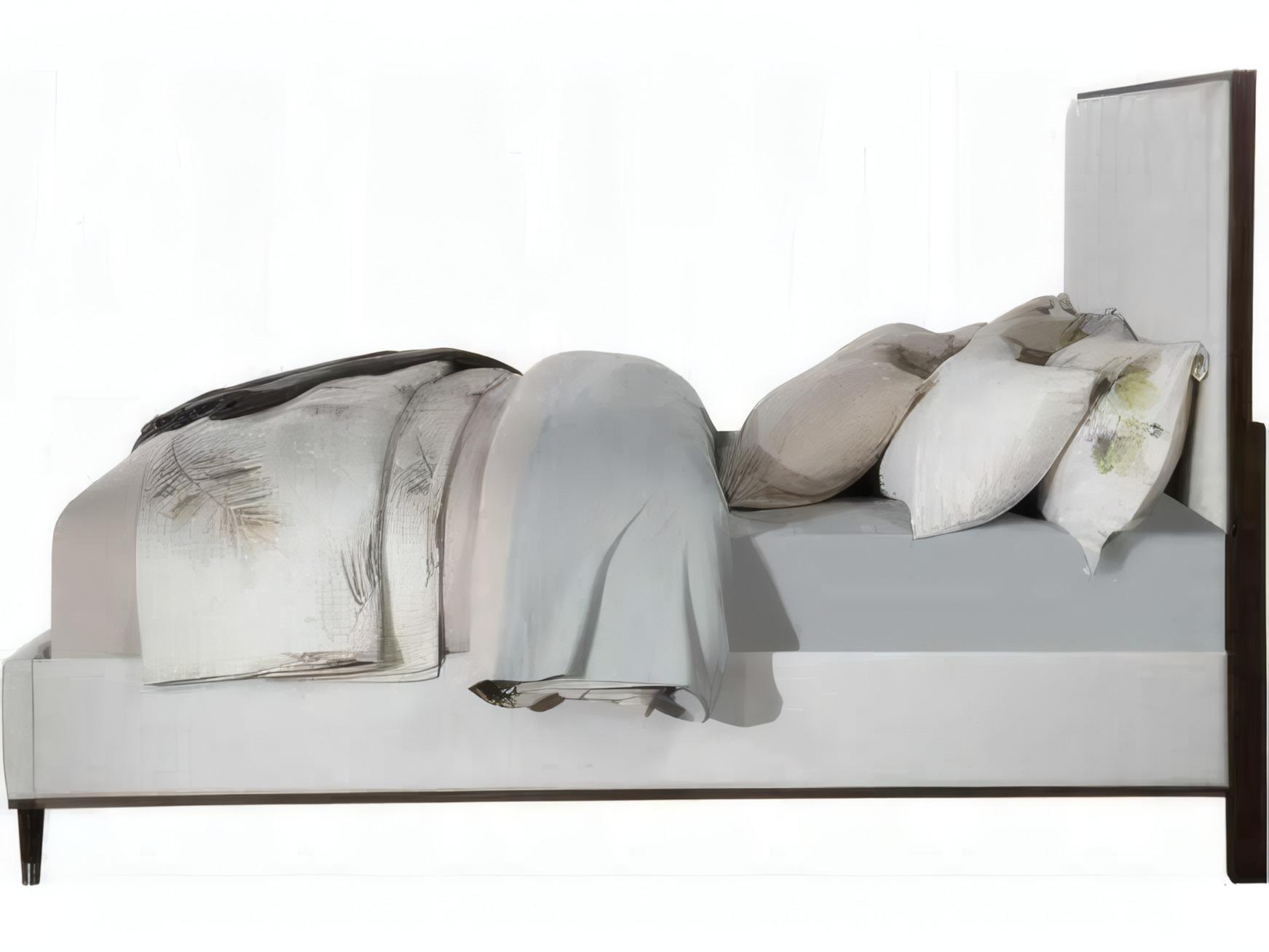 Acme Furniture Carena Light Gray Fabric White Walnut Pine Wood Upholstered King Platform Bed