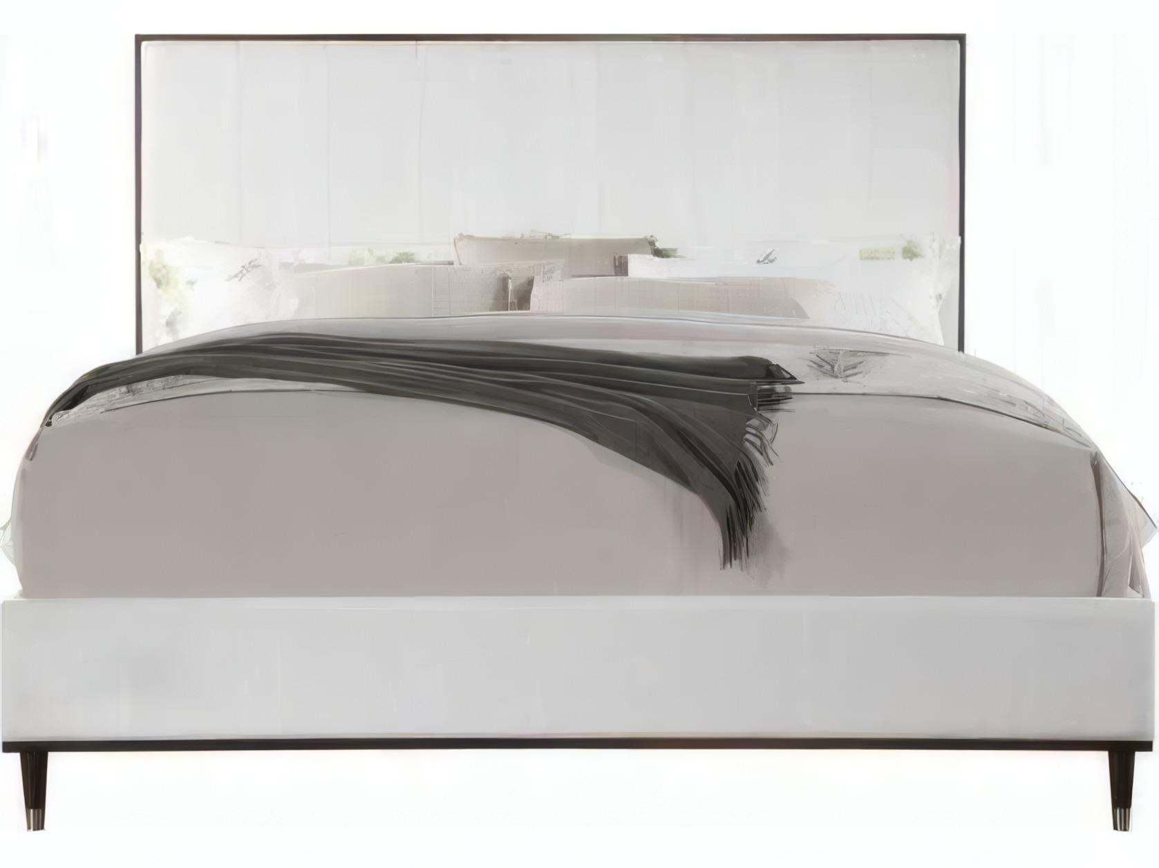 Acme Furniture Carena Light Gray Fabric White Walnut Pine Wood Upholstered Queen Platform Bed