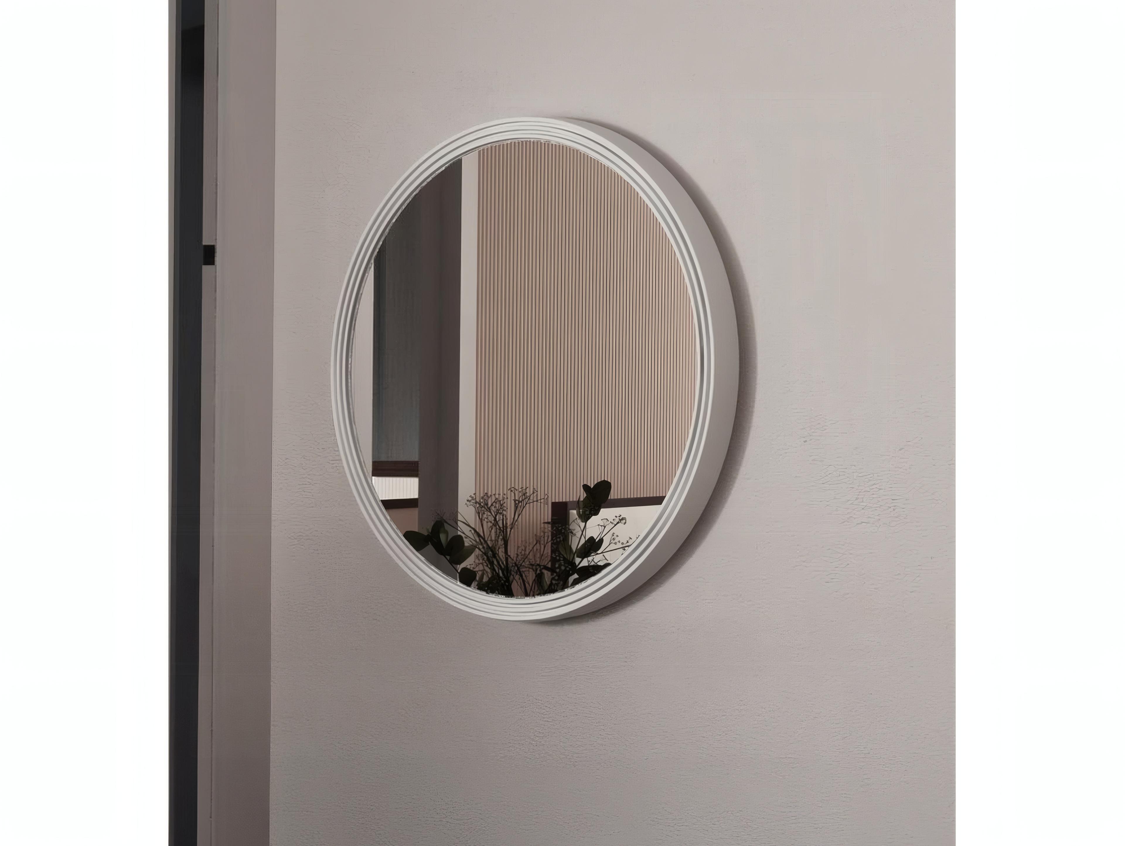 Acme Furniture Carena White Walnut Round Wall Mirror