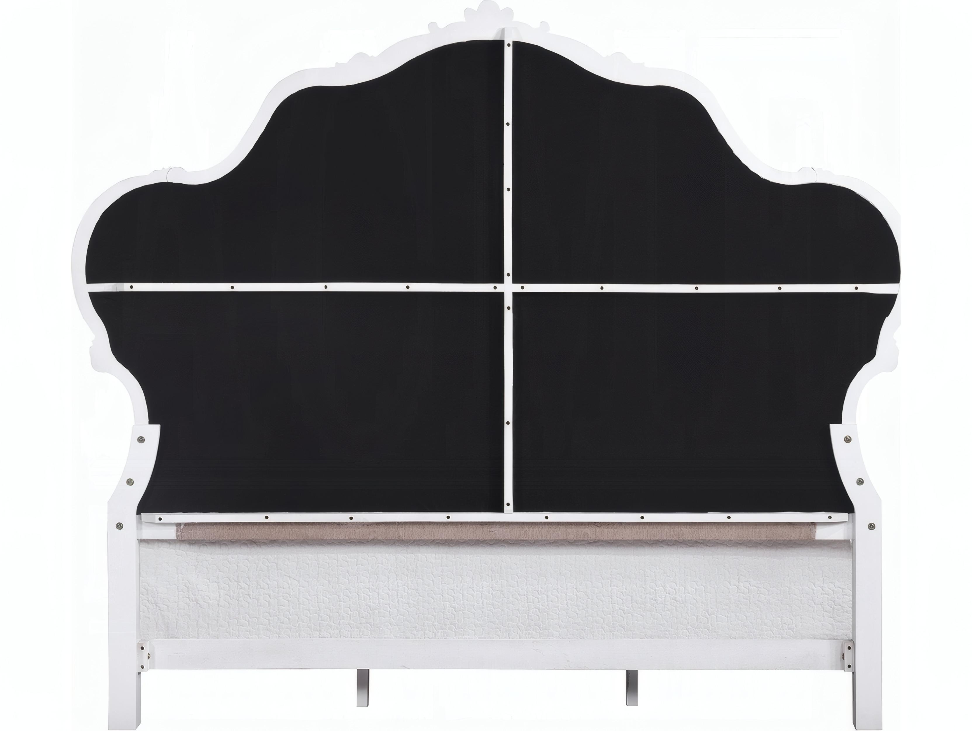 Acme Furniture Latisha White Hardwood Upholstered King Panel Bed