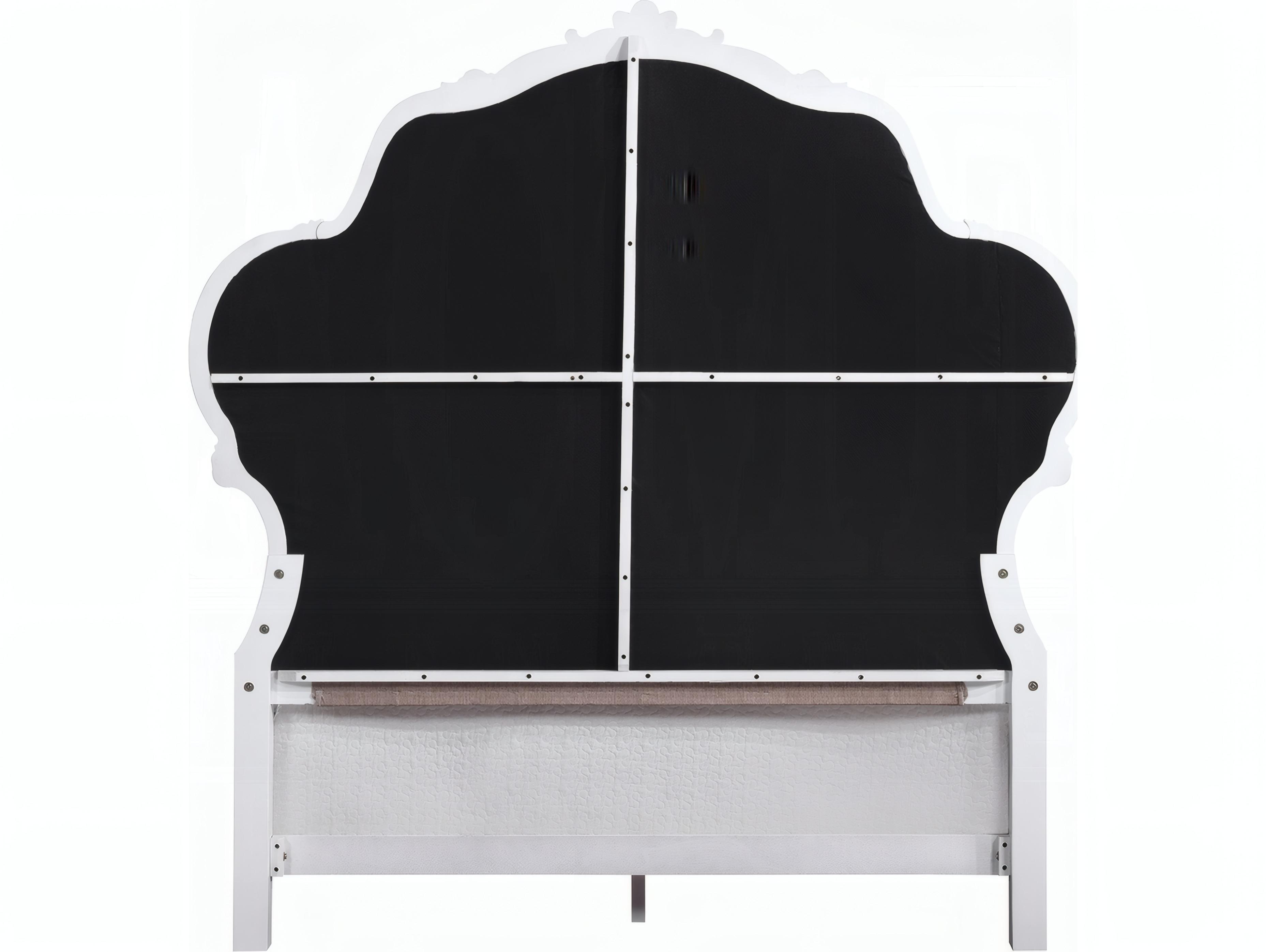 Acme Furniture Latisha White Hardwood Upholstered Queen Panel Bed