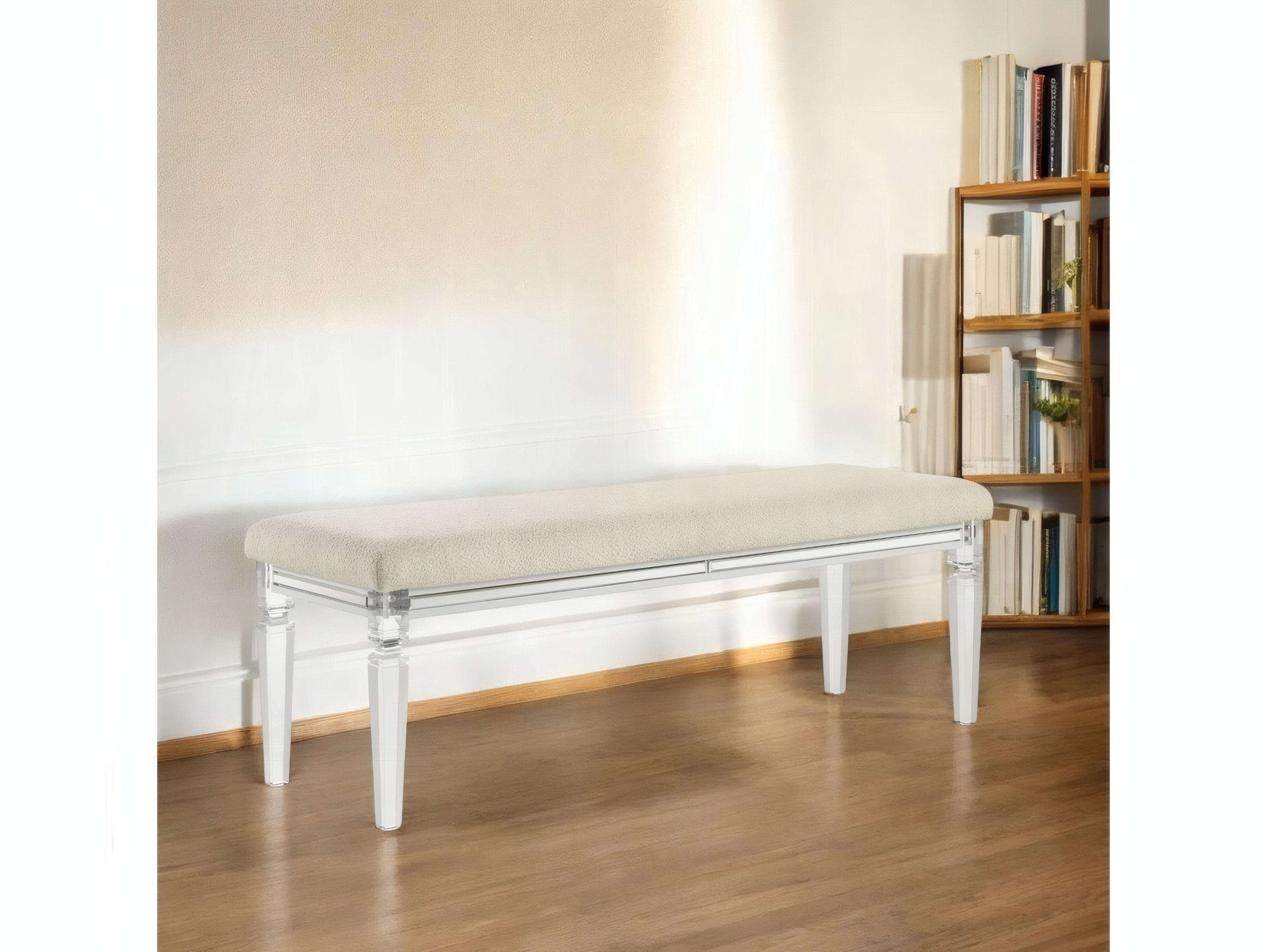 Acme Furniture Tarian Pearl White Upholstered Accent Bench