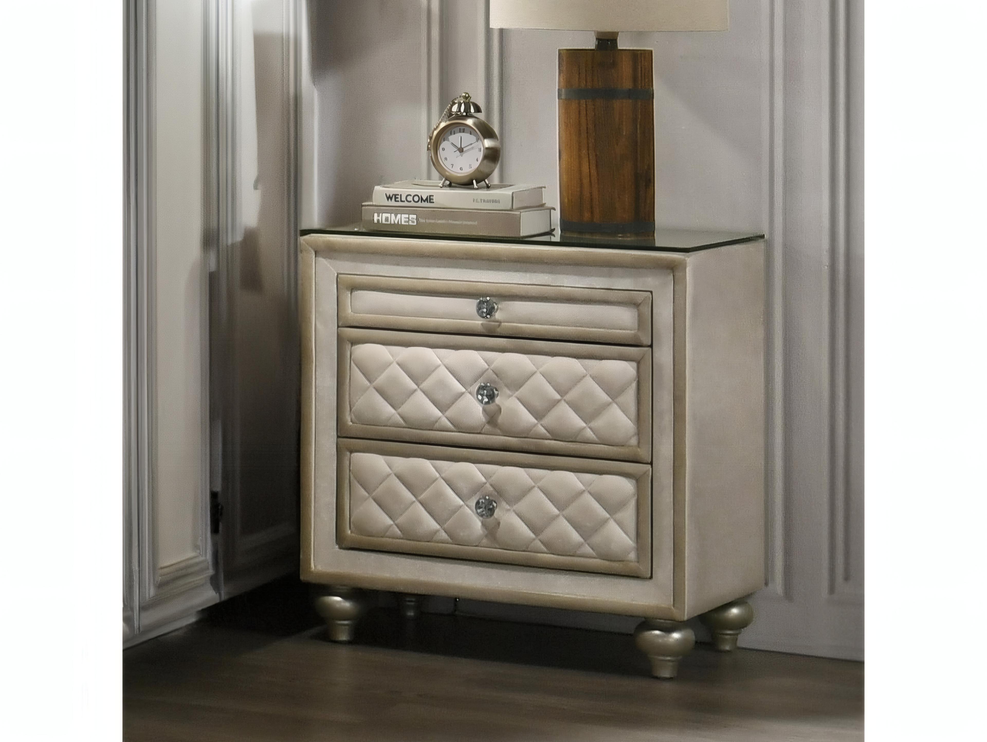 Acme Furniture Lucienne 3-Drawers Rubberwood Nightstand