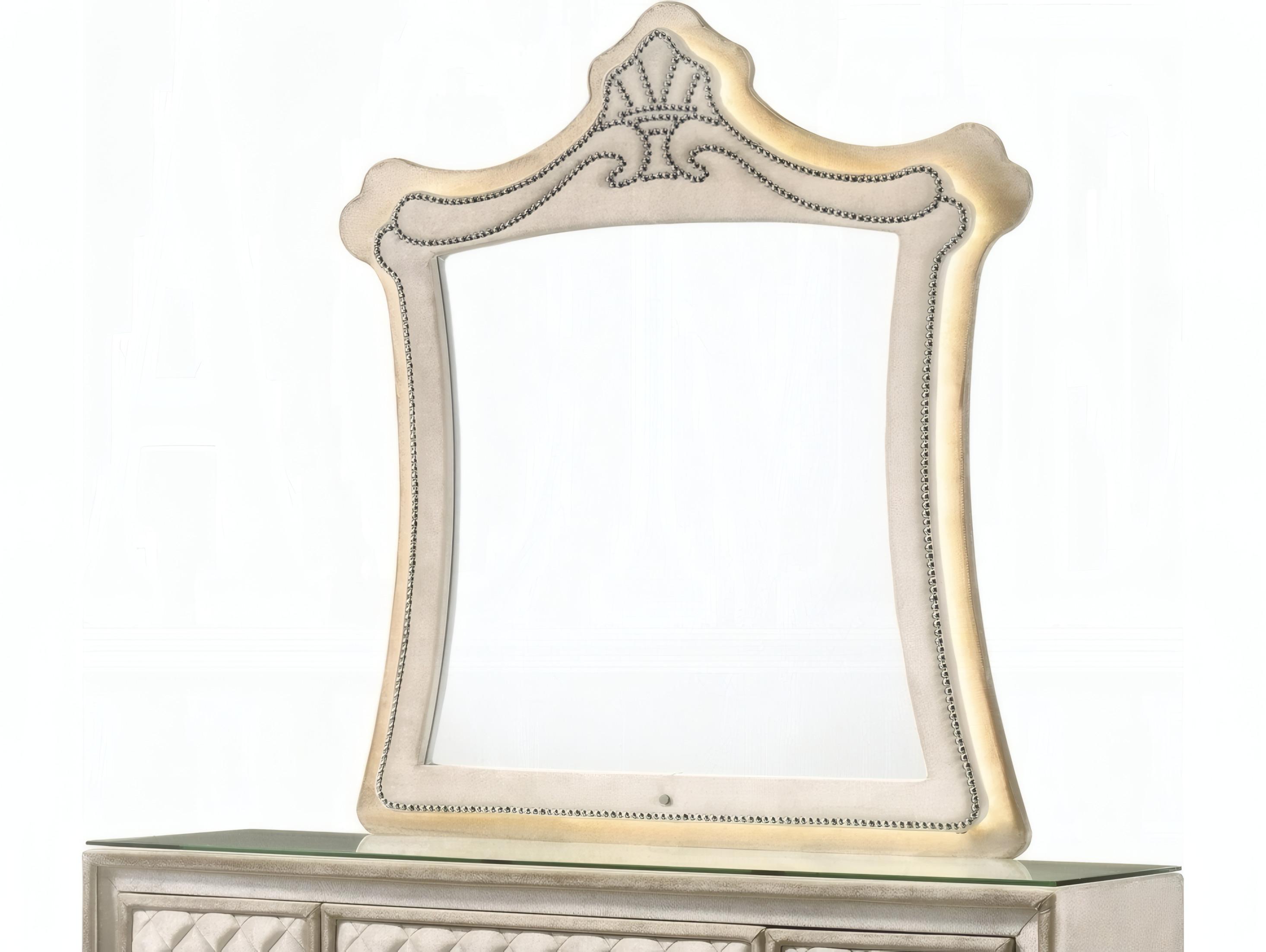 Acme Furniture Lucienne Beige Velvet Dresser Mirror