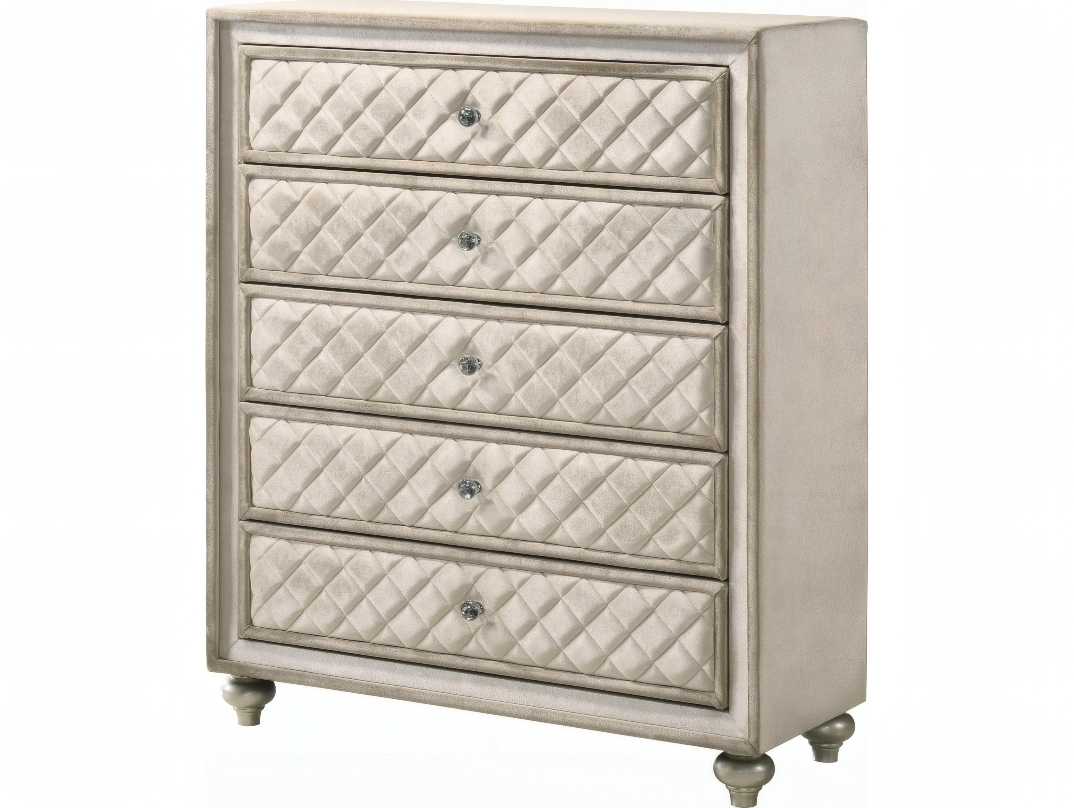 Acme Furniture Lucienne Beige Velvet Rubberwood Accent Chest