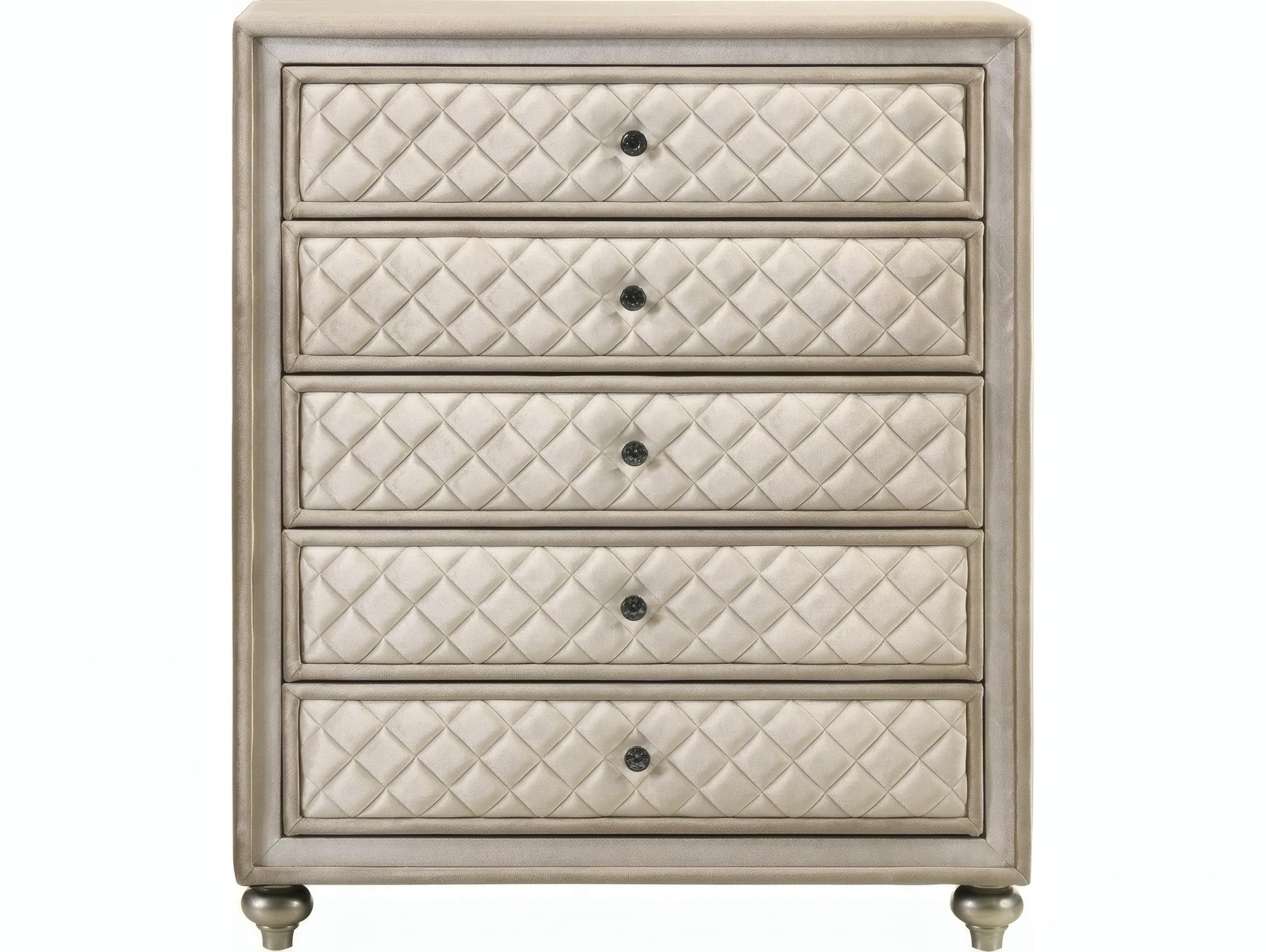 Acme Furniture Lucienne Beige Velvet Rubberwood Accent Chest
