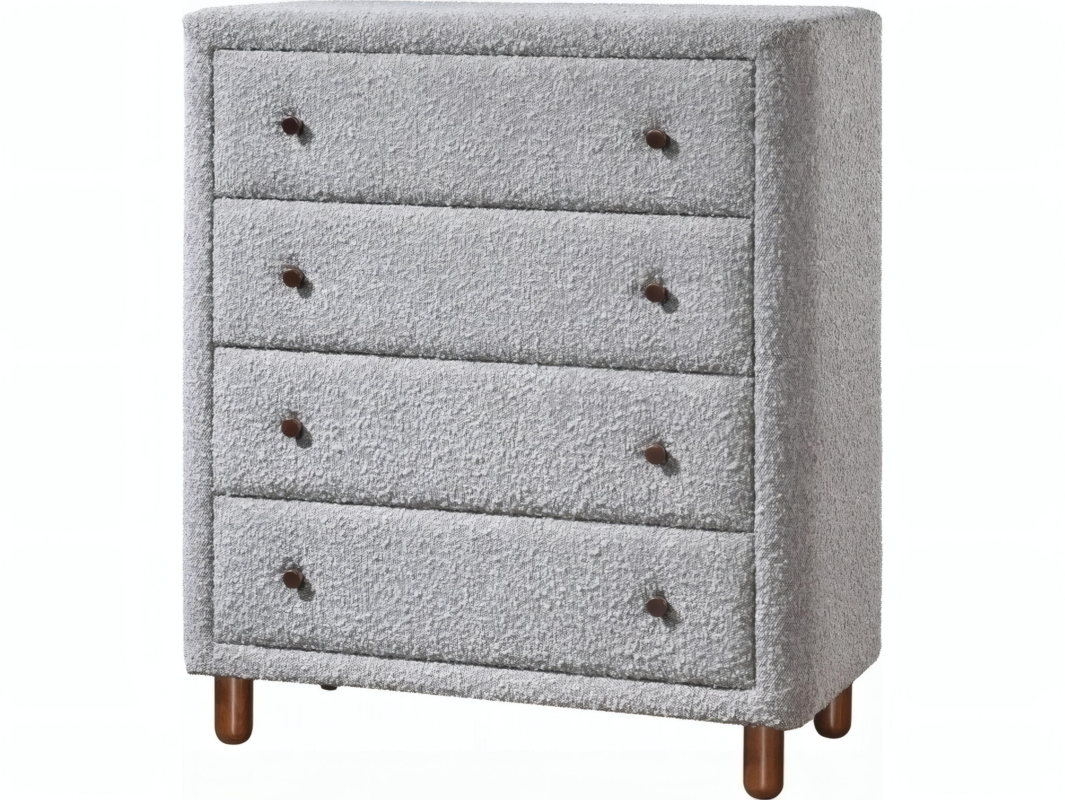 Acme Furniture Cleo Gray Boucle Rubberwood Accent Chest