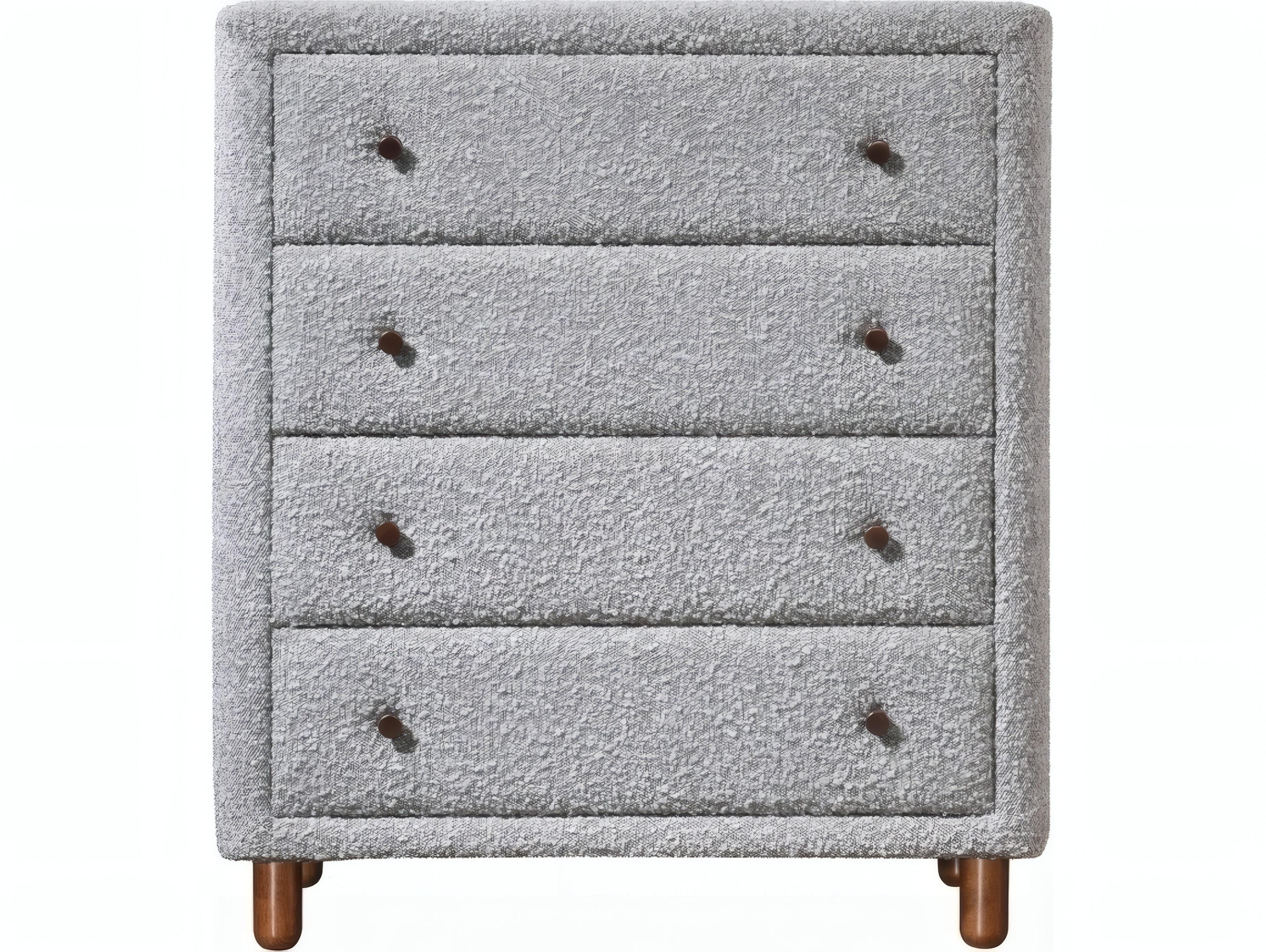 Acme Furniture Cleo Gray Boucle Rubberwood Accent Chest
