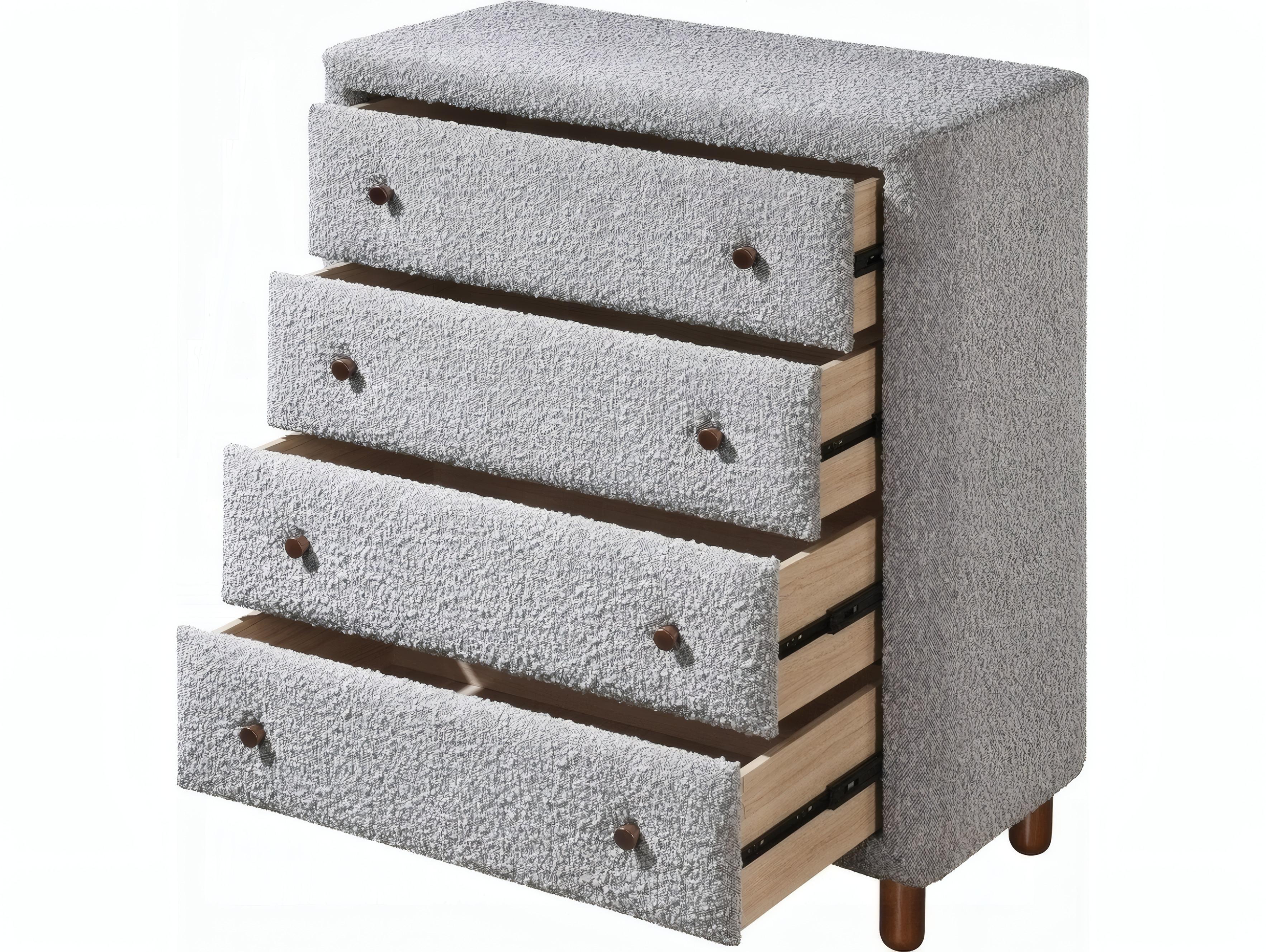 Acme Furniture Cleo Gray Boucle Rubberwood Accent Chest