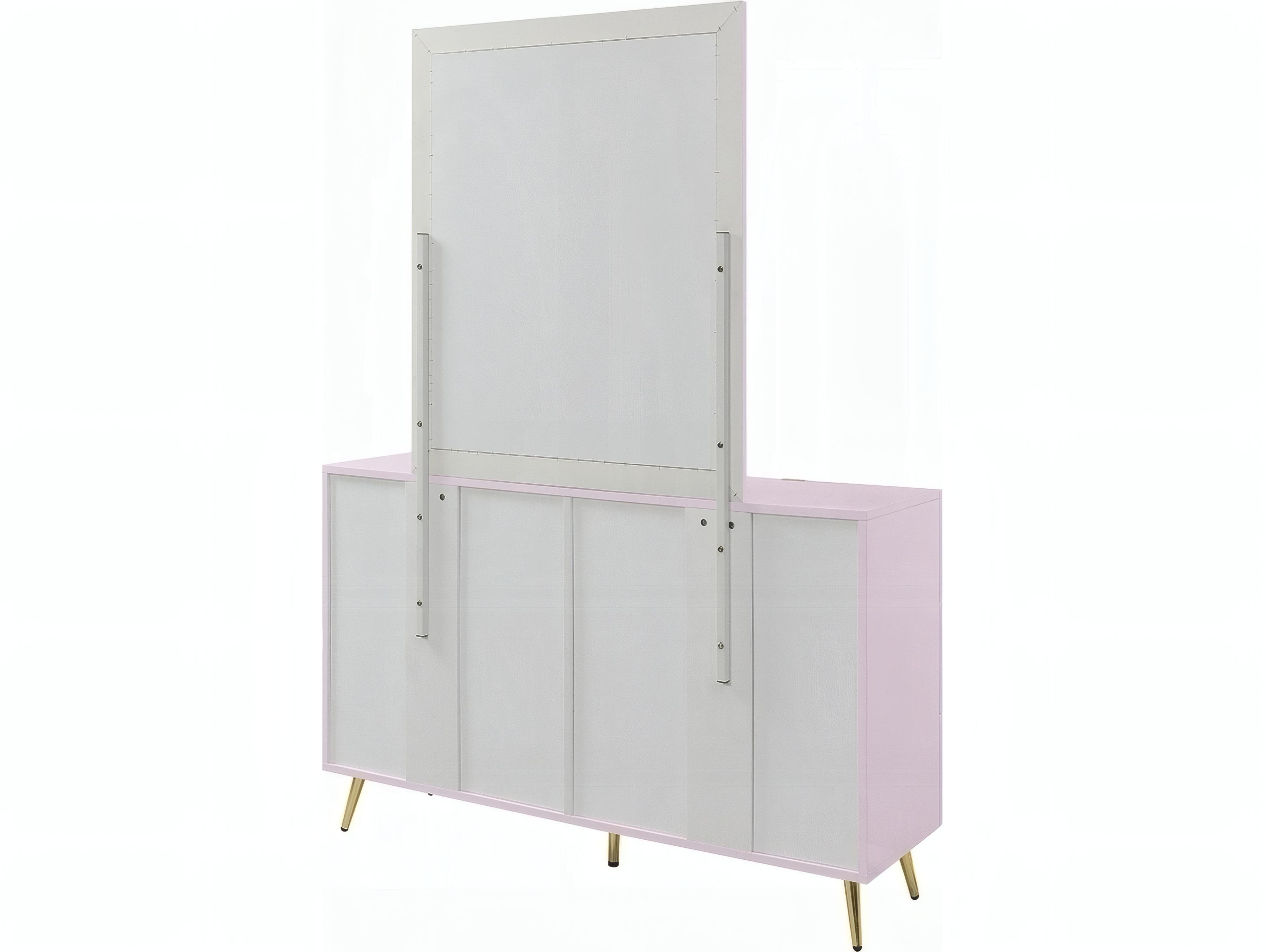 Acme Furniture Gaines Pink High Gloss Rectangular Wall Mirror